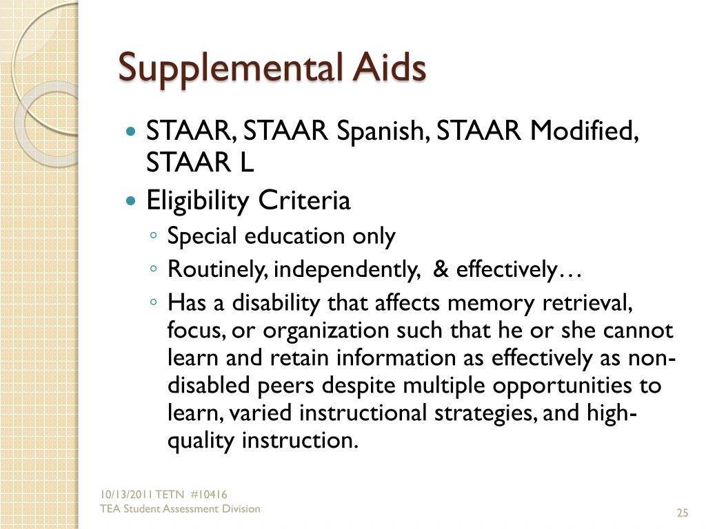 Printable Staar Supplemental Aids - Accommodation Policies May in Printable Staar Supplemental Aids