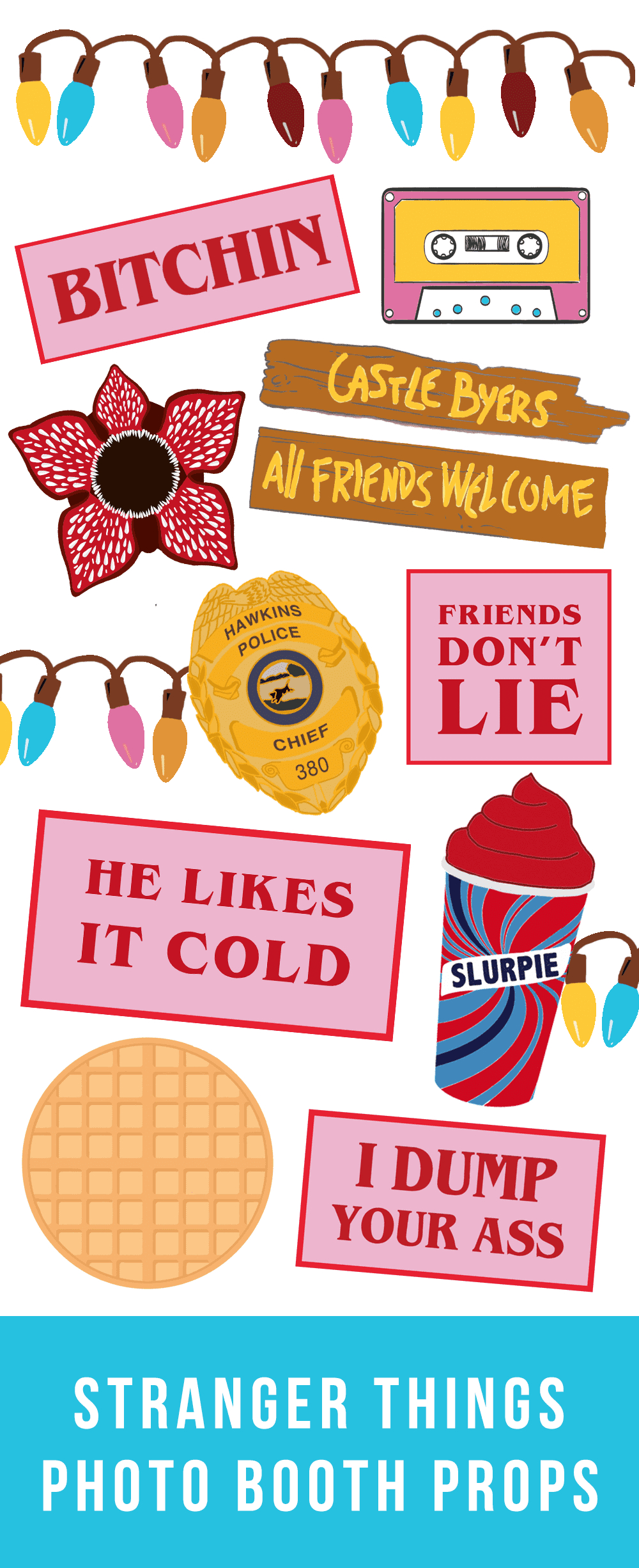 Printable Stranger Things Photo Booth Props | Bespoke-Bride within Stranger Things Printables Free