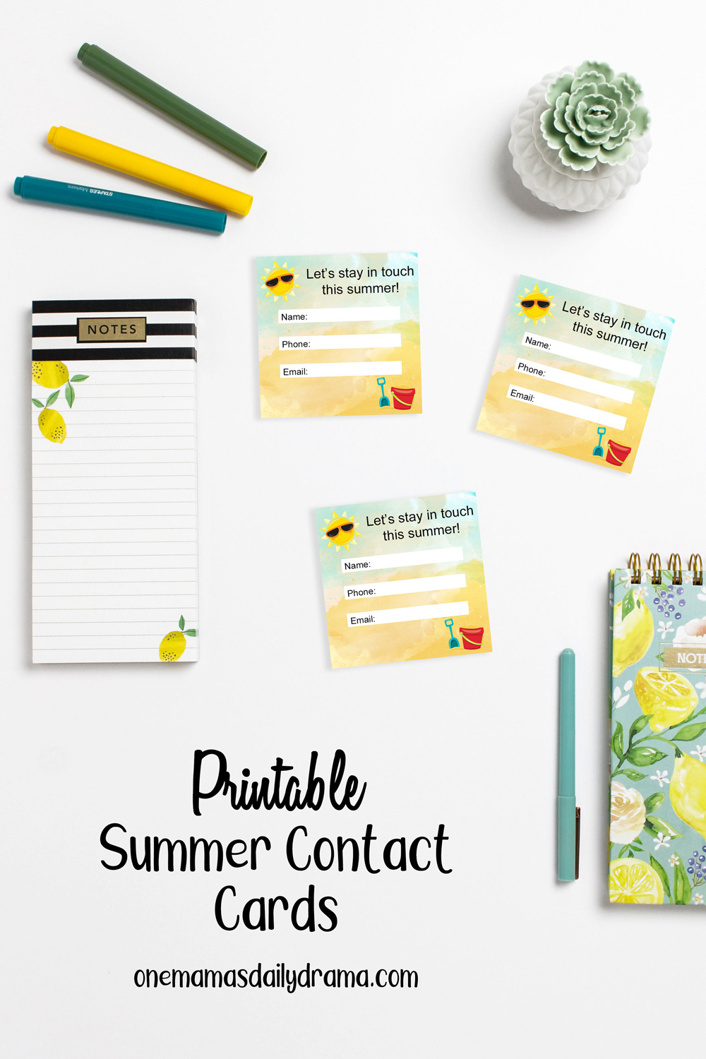 Printable Summer Contact Cards For Kids To Stay In Touch throughout Keep in Touch Cards Free Printable