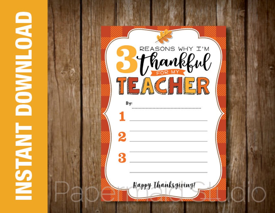 Printable Teacher Thanksgiving Card - School Teacher Fill-In-The throughout Thanksgiving Card For Teacher Printable