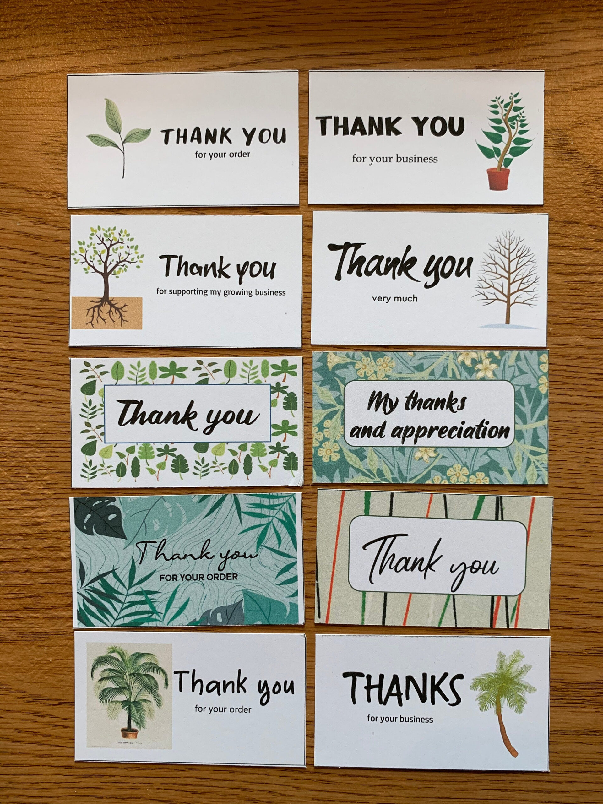 Printable Thank You For Your Order Cards, Set Of 10, Mini Cards for I am Thankful For You Business Card Printable