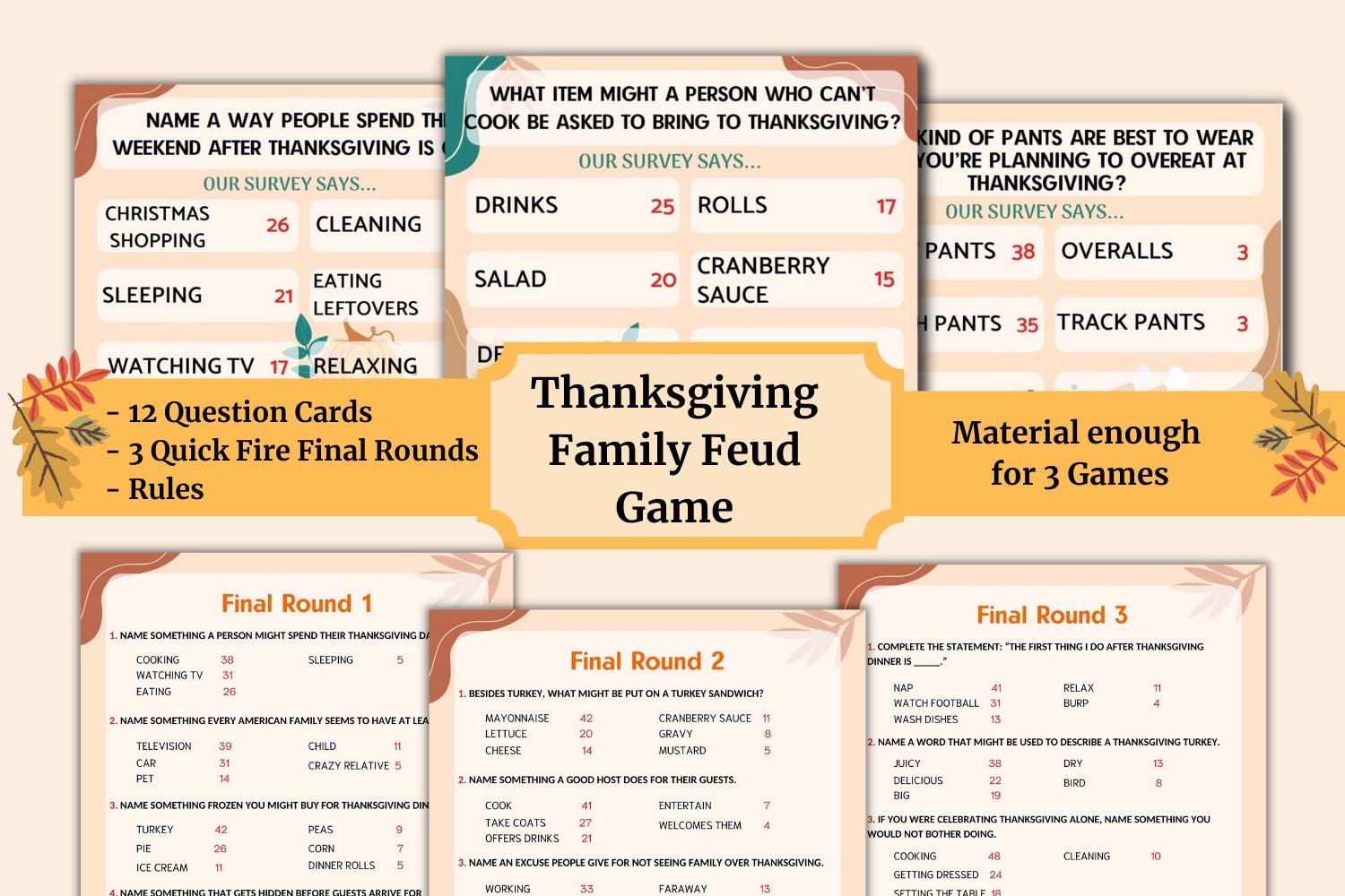 Printable Thanksgiving Family Feud Game regarding Printable Thanksgiving Family Feud