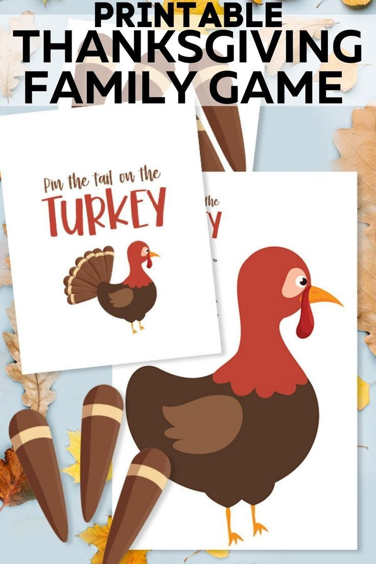 Printable Thanksgiving Family Game &amp;quot;Pin The Feather&amp;quot; with Pin The Tail On The Turkey Game Printable