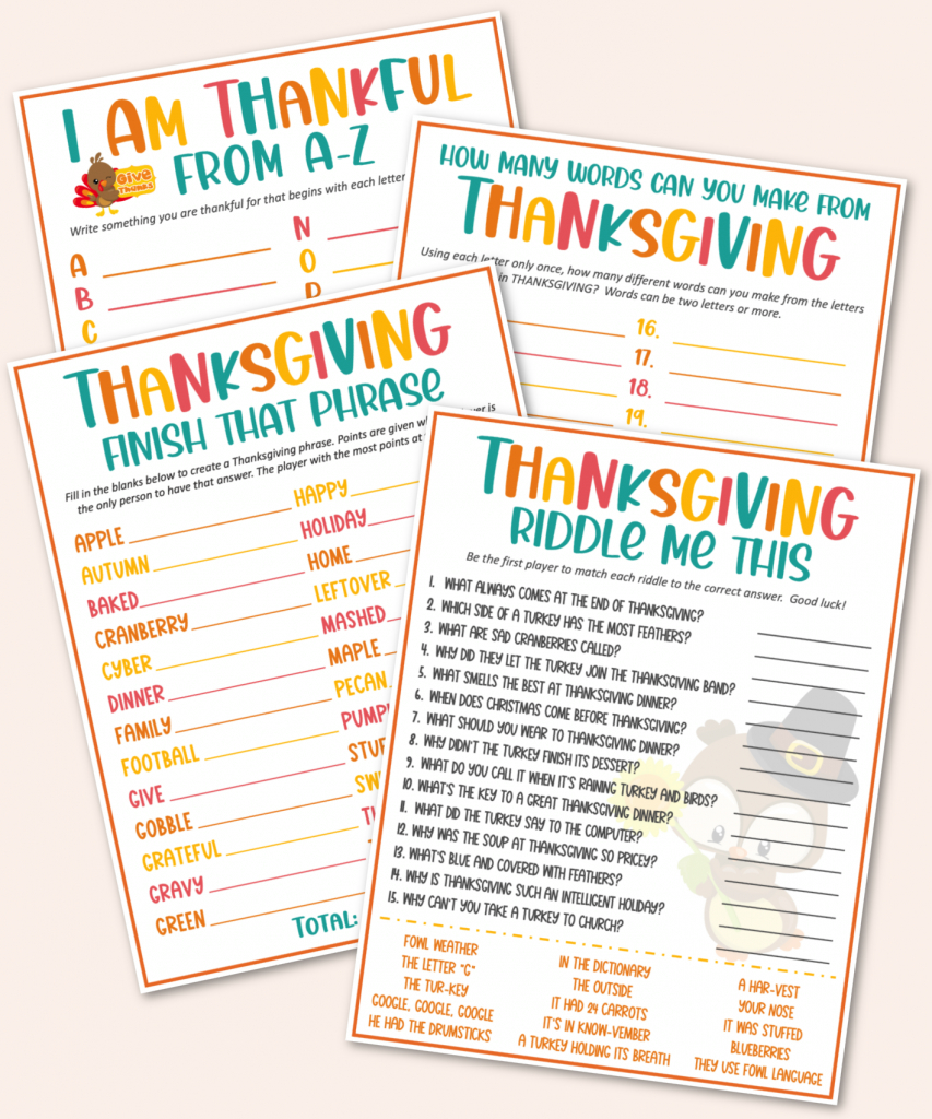 Printable Thanksgiving Game Pack - Kara Creates throughout Thanksgiving Family Games Free Printable
