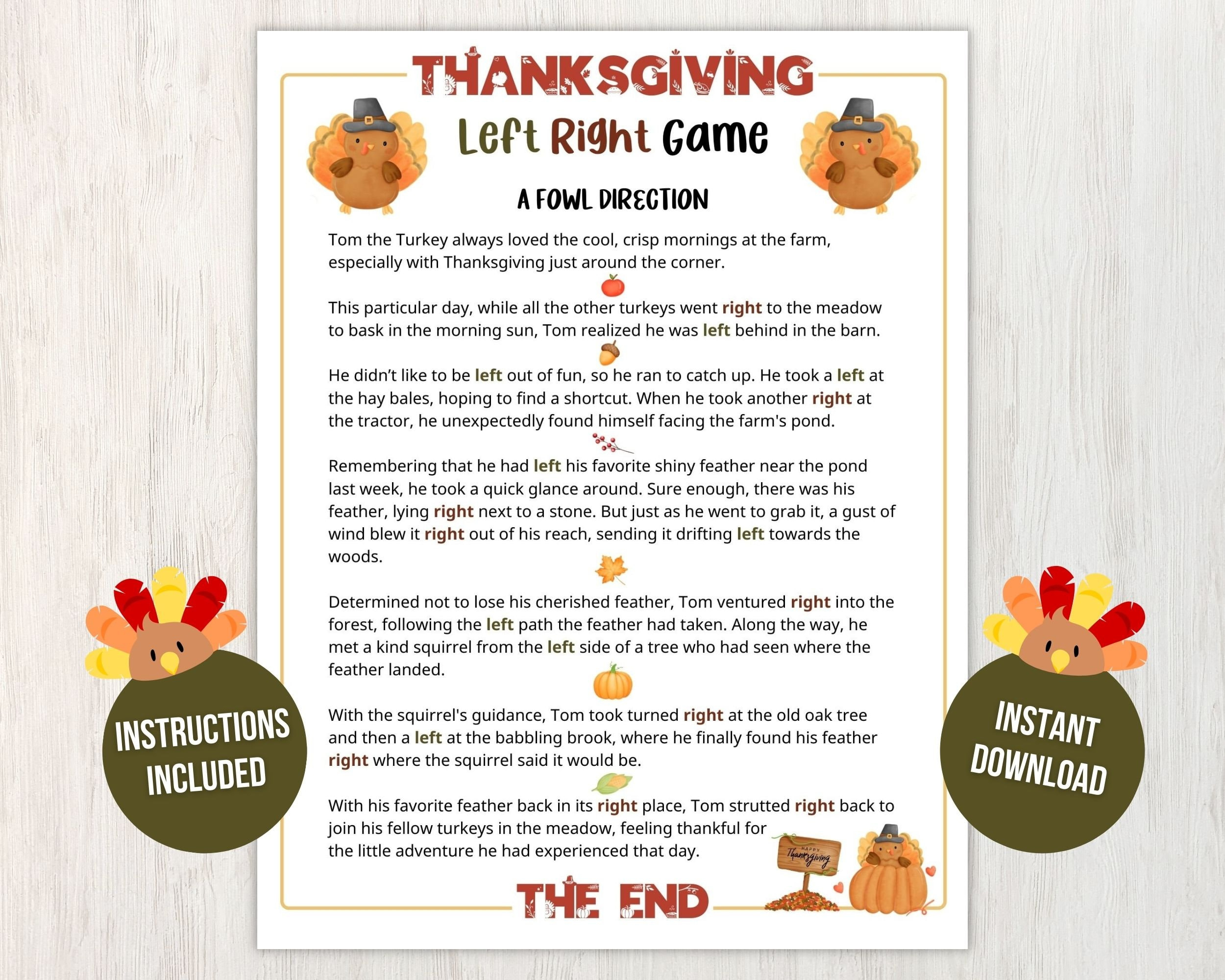 Printable Thanksgiving Left Right Game For Kids And Adults, Pass regarding Left Right Thanksgiving Game Free Printable