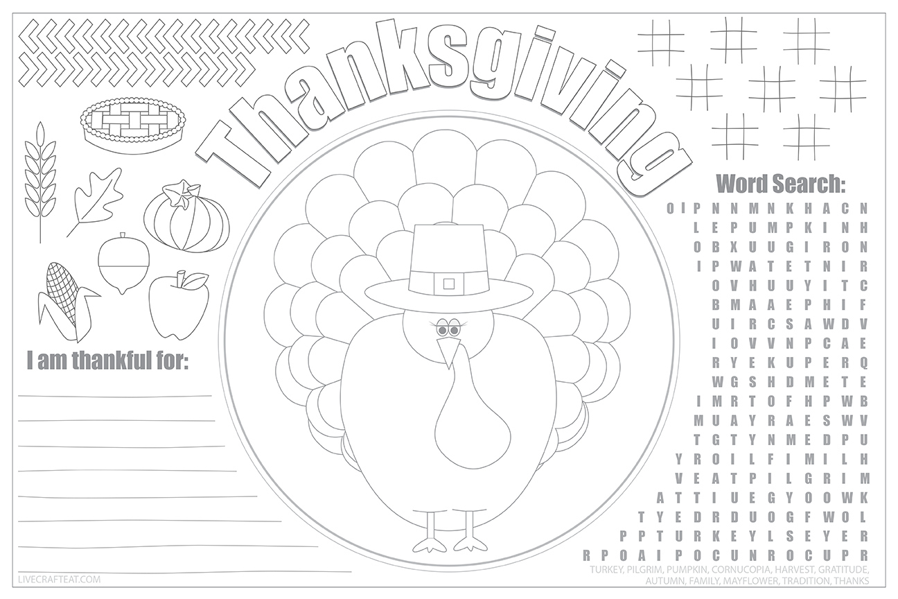 Printable Thanksgiving Placemats For Kids - Free | Live Craft Eat intended for Printable Placemats For Thanksgiving