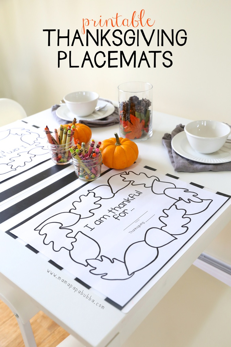 Printable Thanksgiving Placemats - Mama.papa.bubba. intended for I Am Thankful Printable Placemats