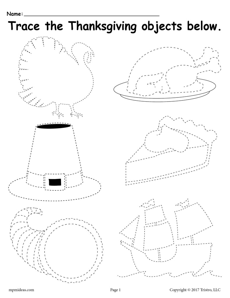 Printable Thanksgiving Tracing Worksheet! – Supplyme - Worksheets with Free Thanksgiving Printables Preschool