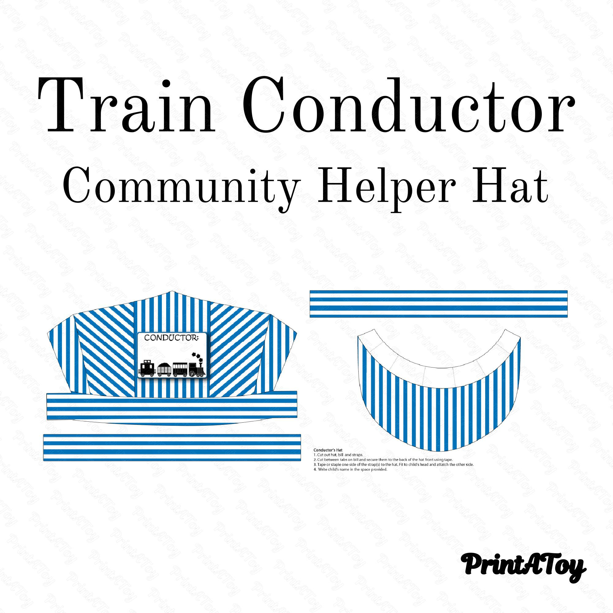 Printable Train Conductor&amp;#039;S Hat | Community Helper Dramatic Play throughout Free Printable Train Conductor Hat Template