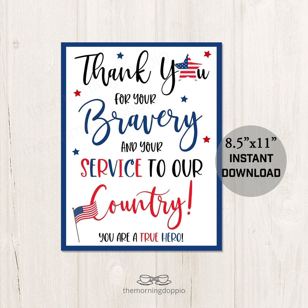 Printable Veteran'S Day Sign, Thank You For Your Service Military for Thank You Veterans Sign Printable
