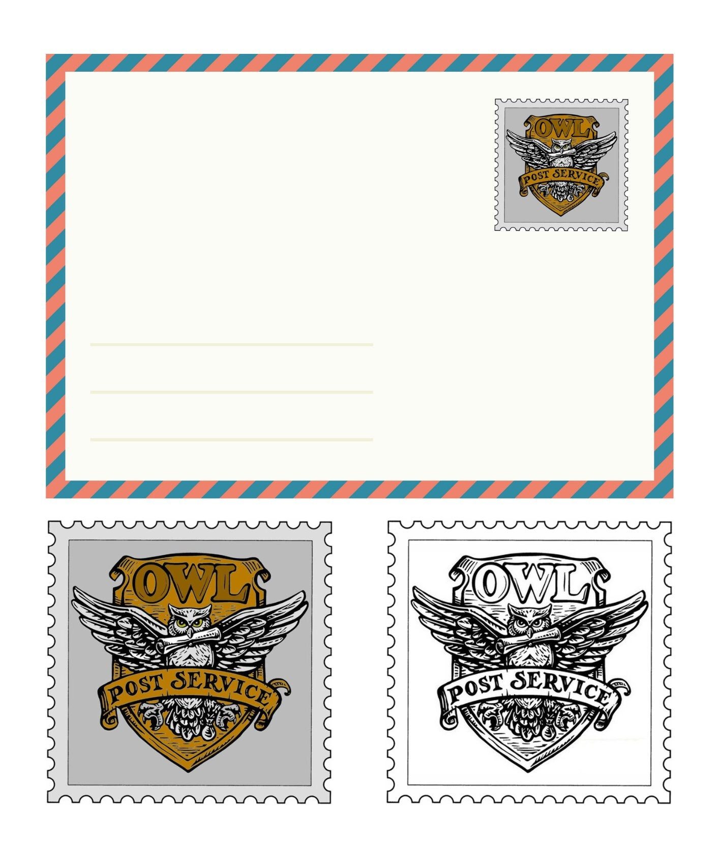 Printable Wizarding World Owl Post Stamp Service Mail Delivery intended for Harry Potter Owl Post Printable
