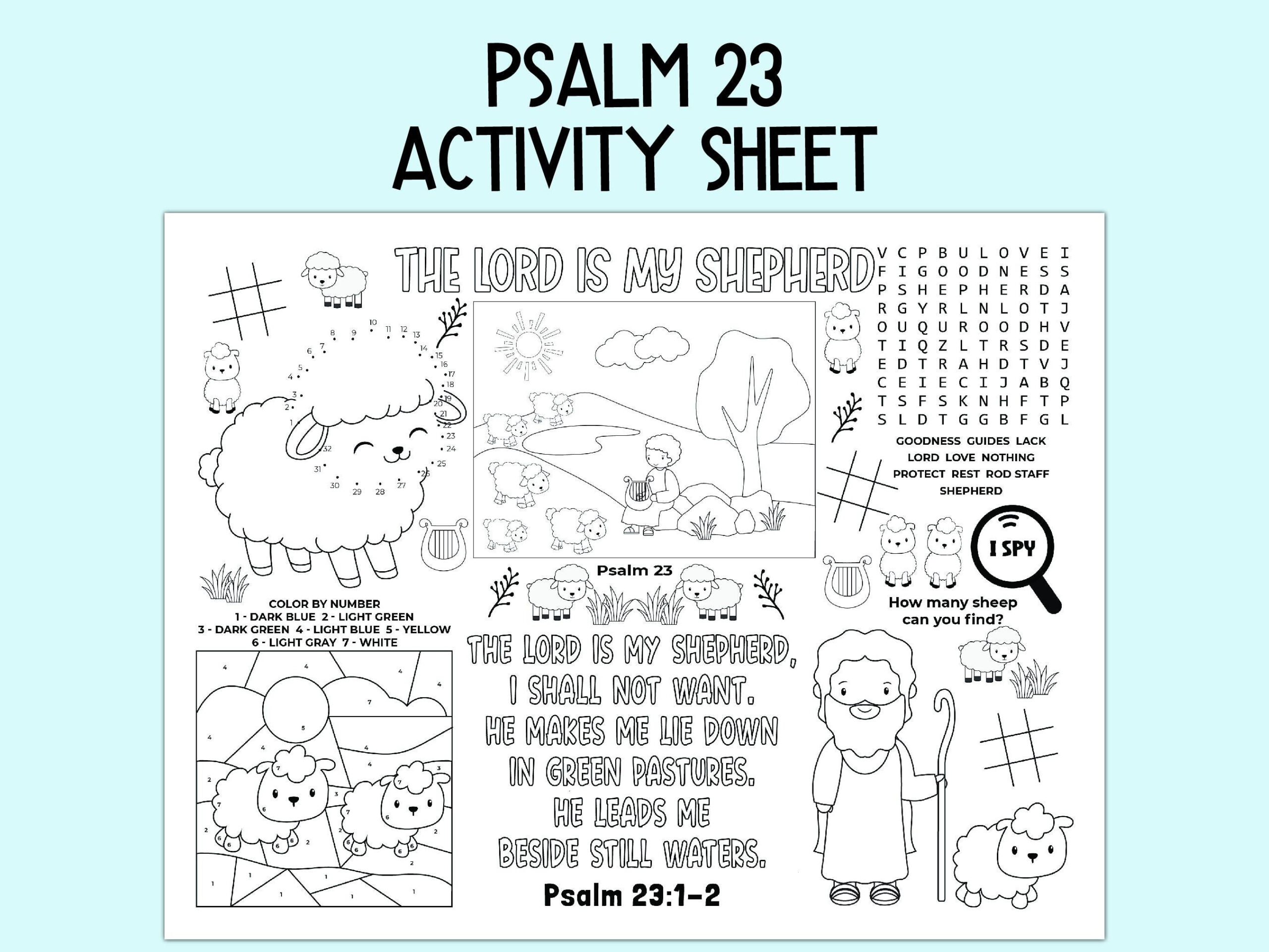 Psalm 23 Activity Sheet, Children&amp;#039;S Church Activity, Bible regarding Printable Psalm 23 Activity Sheets