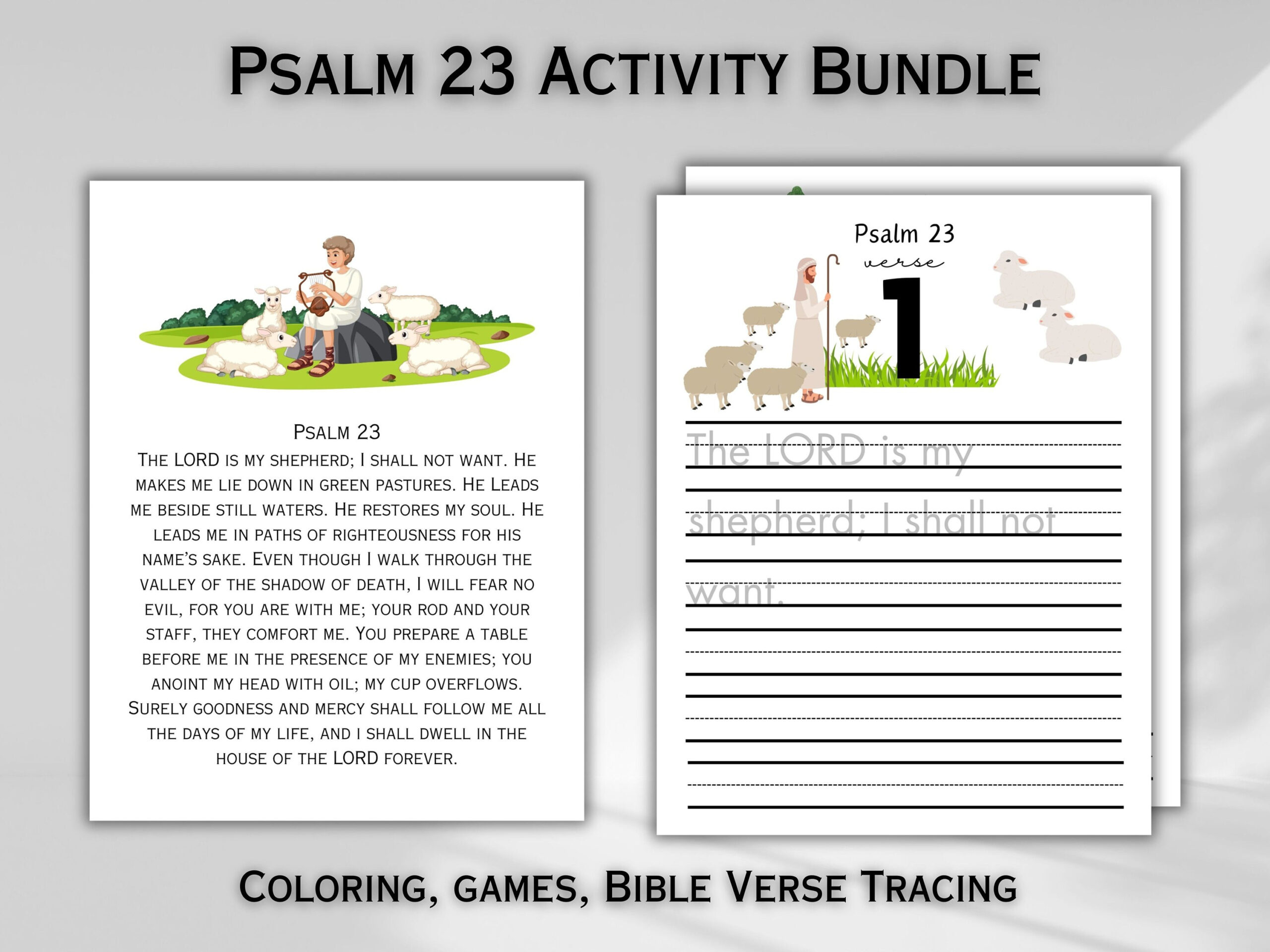 Psalm 23 Printable Bible Memorization Worksheet Sunday School with Printable Psalm 23 Activity Sheets