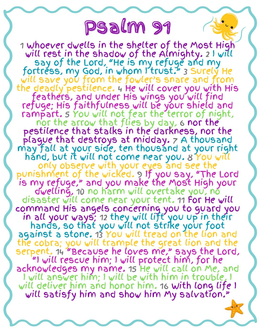 Psalm 91 For Kids - Free Printout ~ Green Eyed Grace within Free Printable Psalm 91