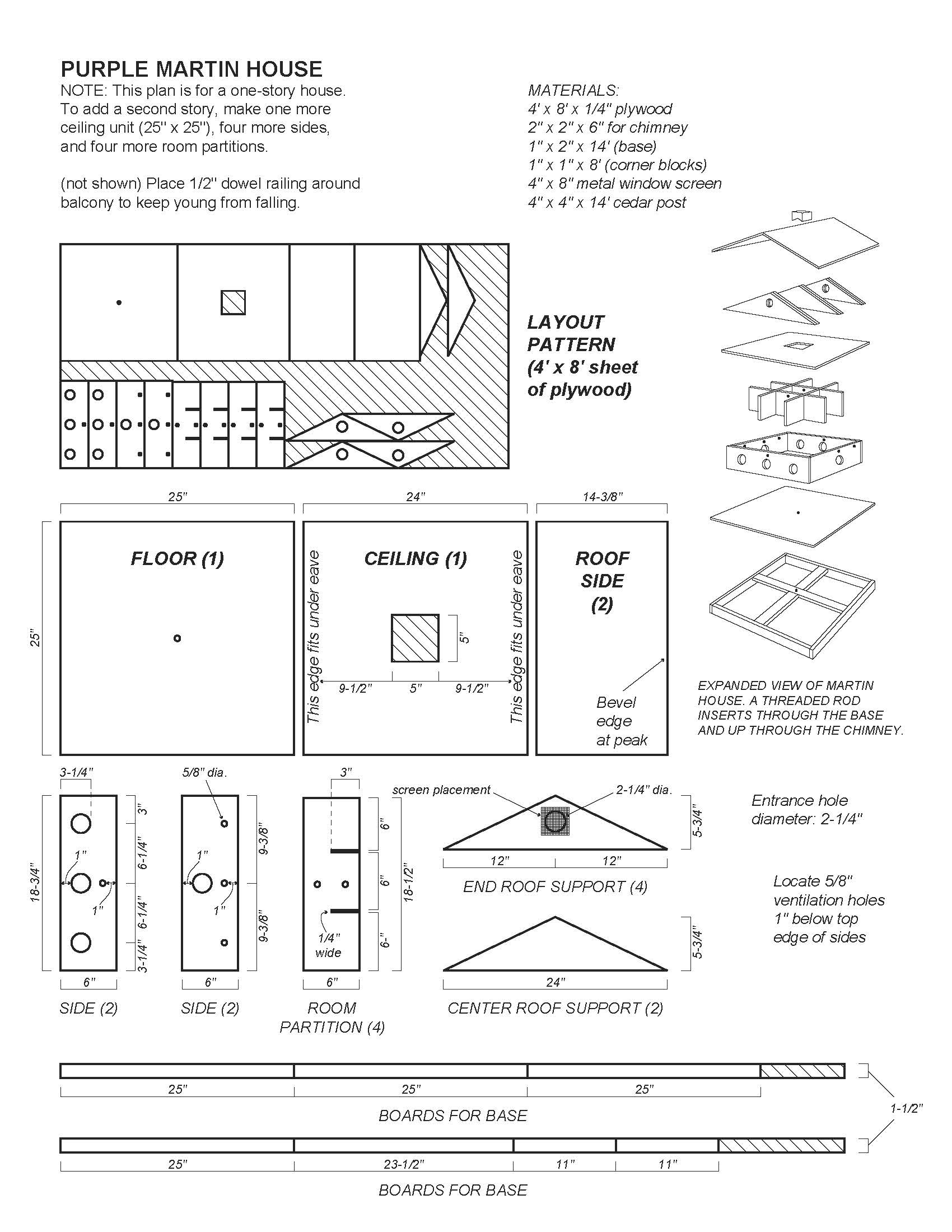 Purple Martin Nest Box in Free Printable Purple Martin Bird House Plans