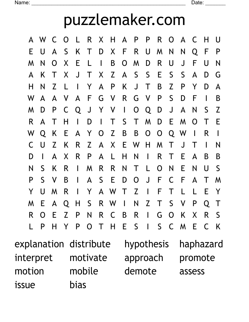 Puzzlemaker Word Search - Wordmint with regard to Crossword Puzzle Maker For Free Printable