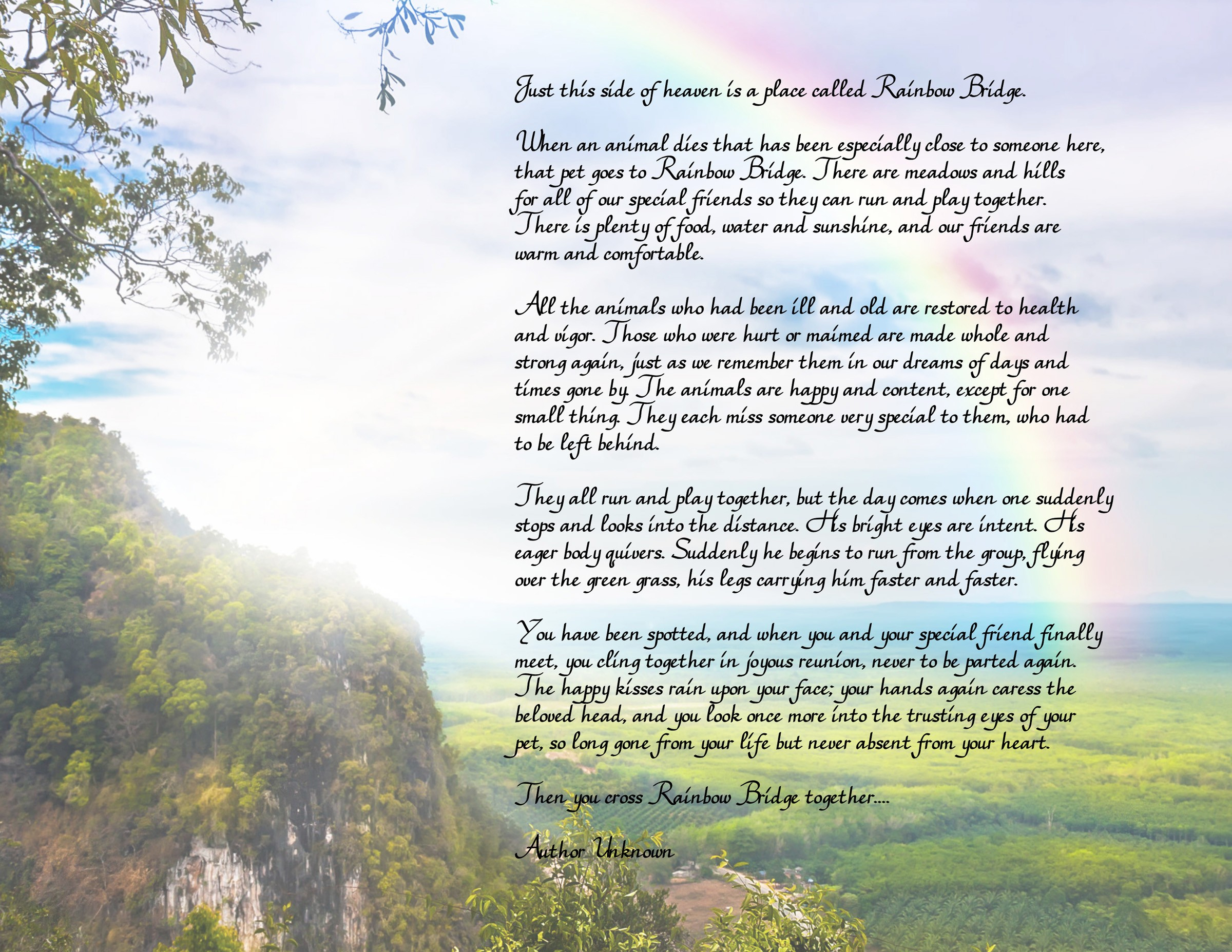 Rainbow Bridge&amp;quot; Free Printable Poem {Pet Loss} inside Rainbow Bridge Poem Printable Free
