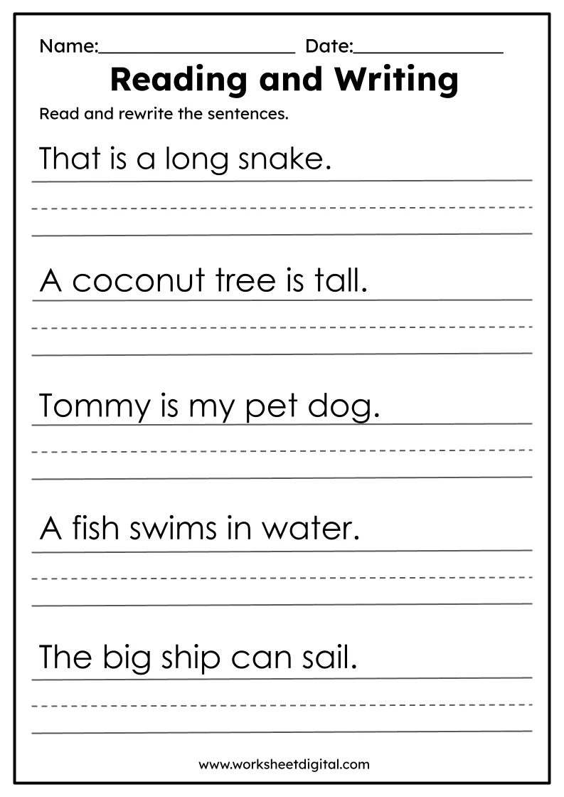 Reading And Writing Practice - Worksheet Digital - Worksheets Library within Writing Worksheets Printable For Grade 2