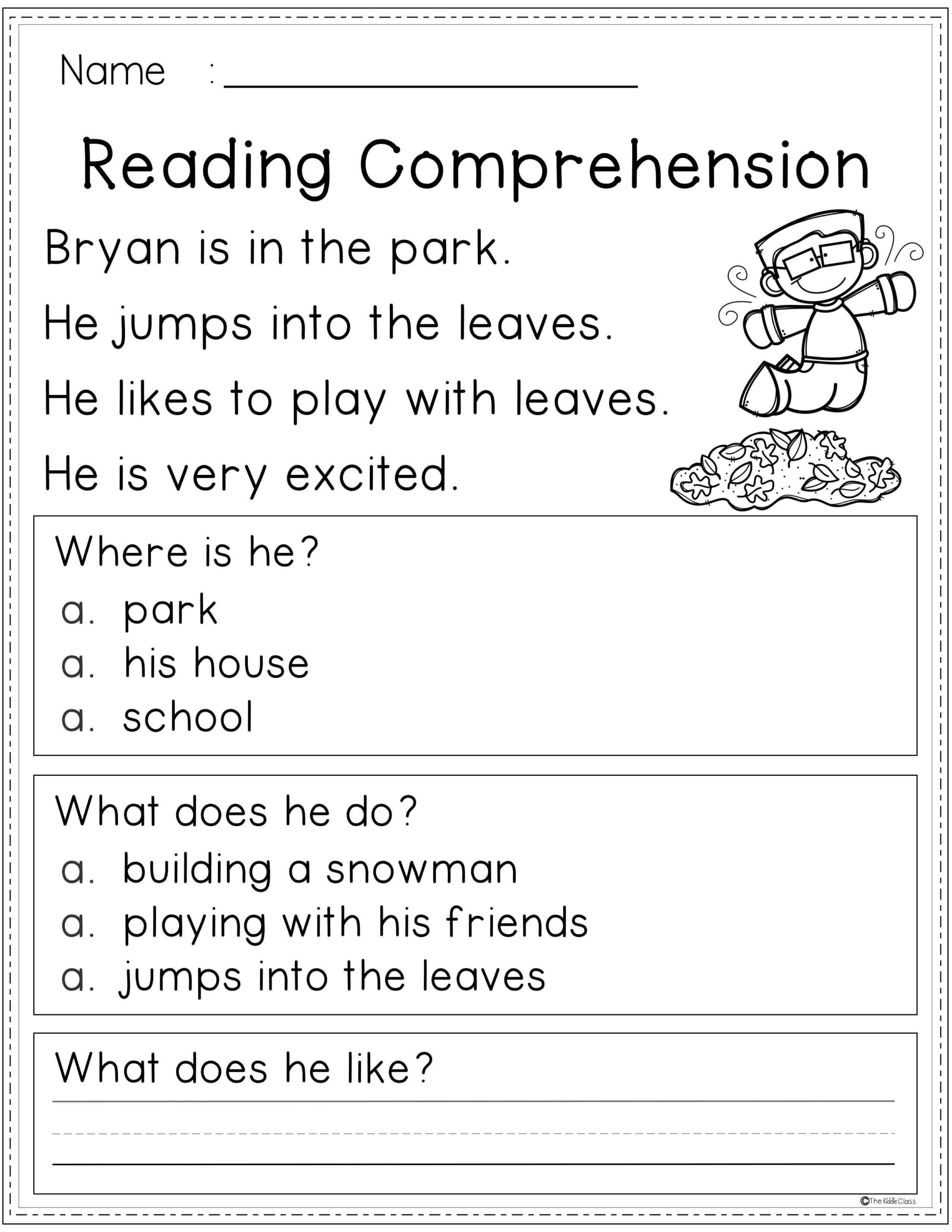 Reading Comprehension Printable Worksheet First Grade for Reading Worksheets Printable For Grade 1