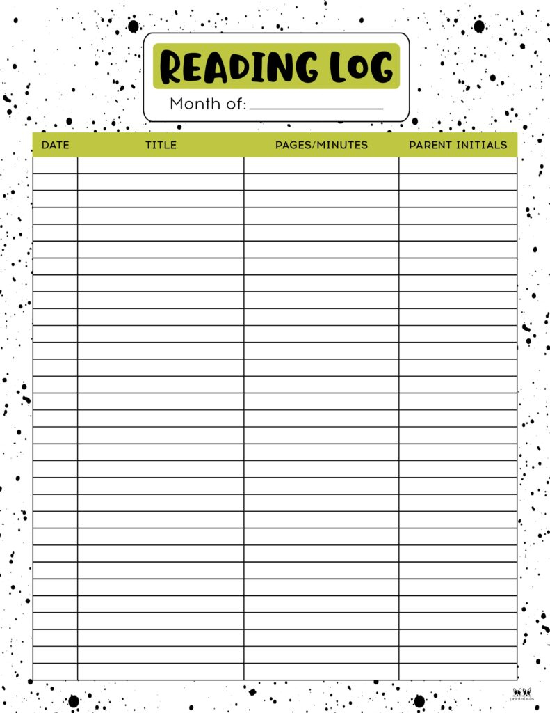 Reading Logs - 21 Free Printables | Printabulls intended for Free Book Log Printable