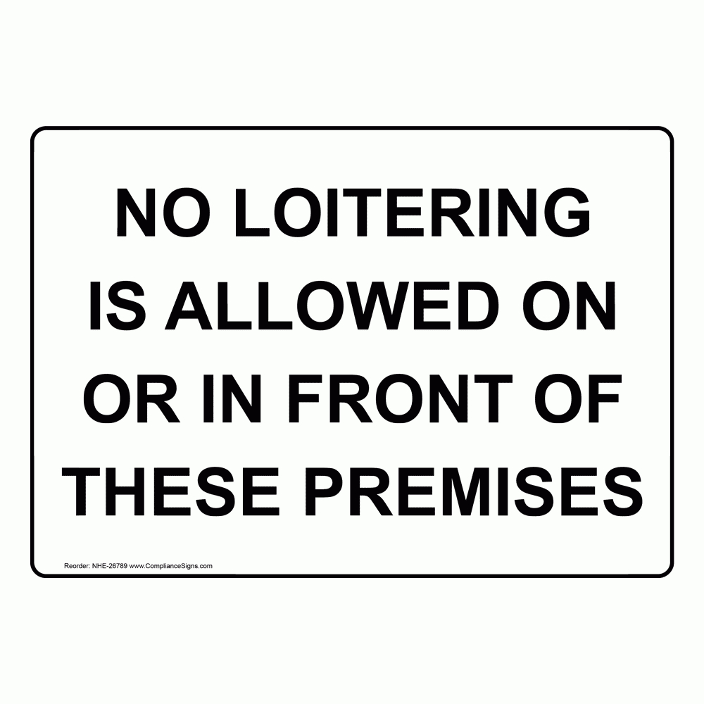 Rectangle White No Loitering Allowed Sign Or Label with regard to Printable No Loitering Sign