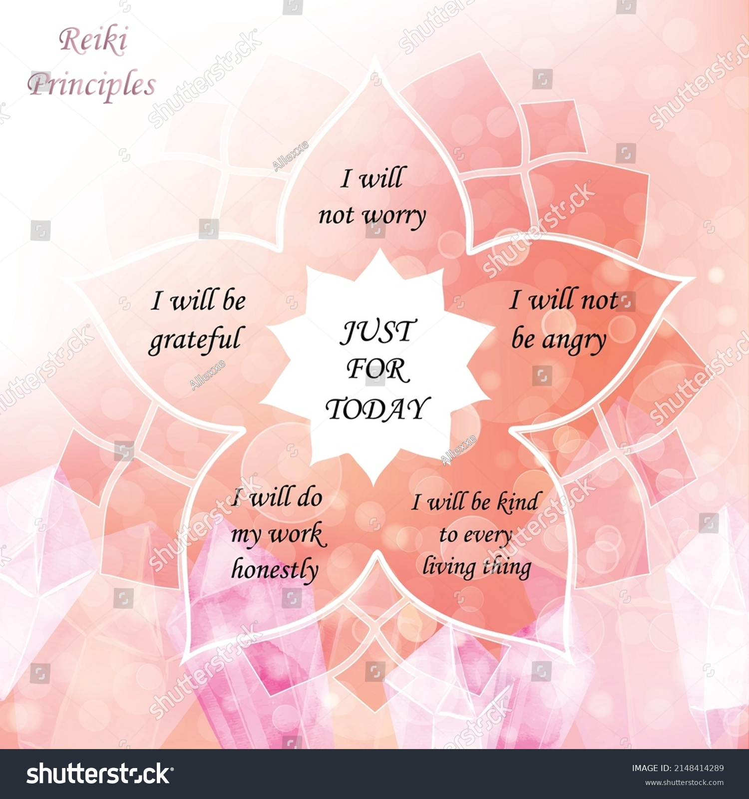 Reiki Principles Printable Wall Art Sacred Stock Vector (Royalty regarding Reiki Principles Printable Free