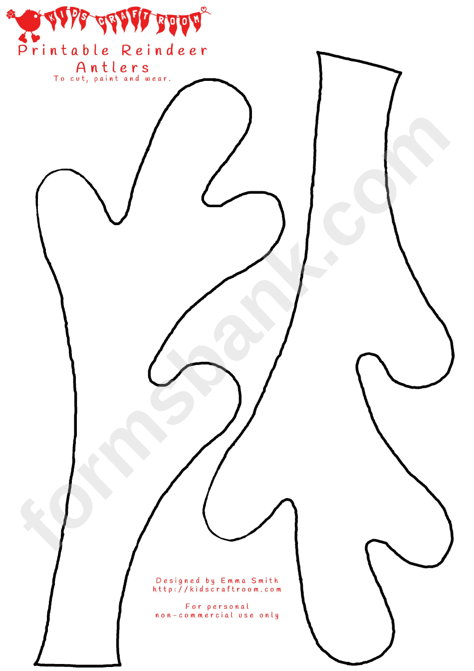 Reindeer Hat Printable - Printable Party Favors intended for Reindeer Antlers Template Free Printable