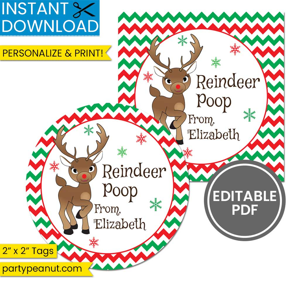 Reindeer Poop Tags Christmas Gift Tags - Party Peanut with regard to Reindeer Poop Labels Free Printables