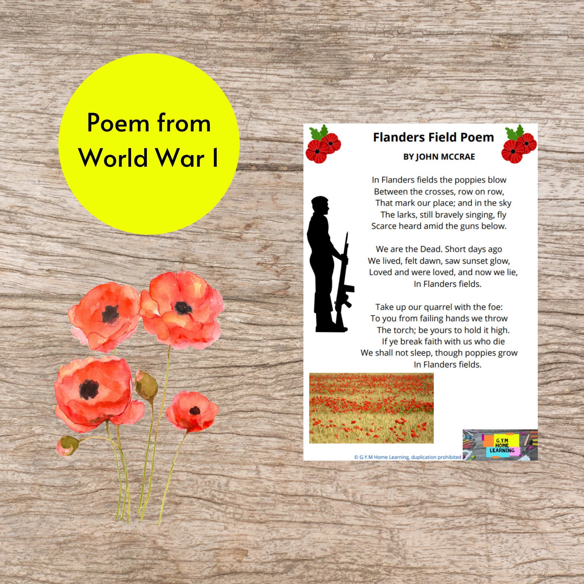 Remembrance Day Poppy Poem And Worksheet, Kids Printable Ww1 with Poppy Poem For Veterans Day