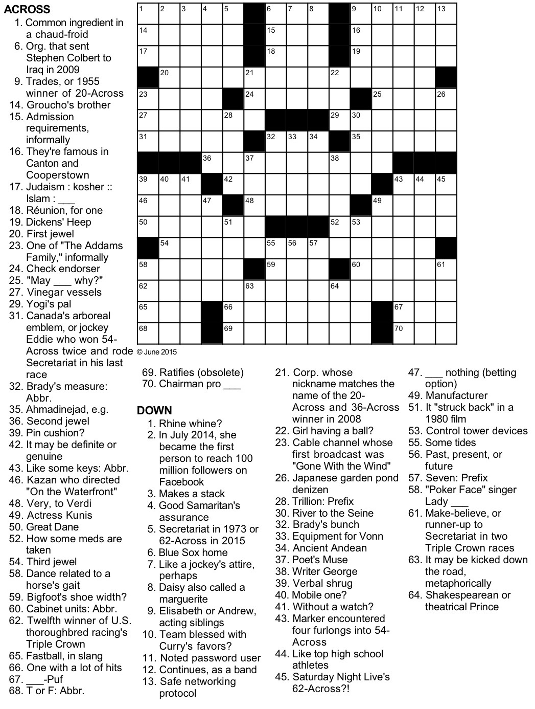 Rex Sports Crossword Puzzle throughout Printable Crossword Puzzles Sports