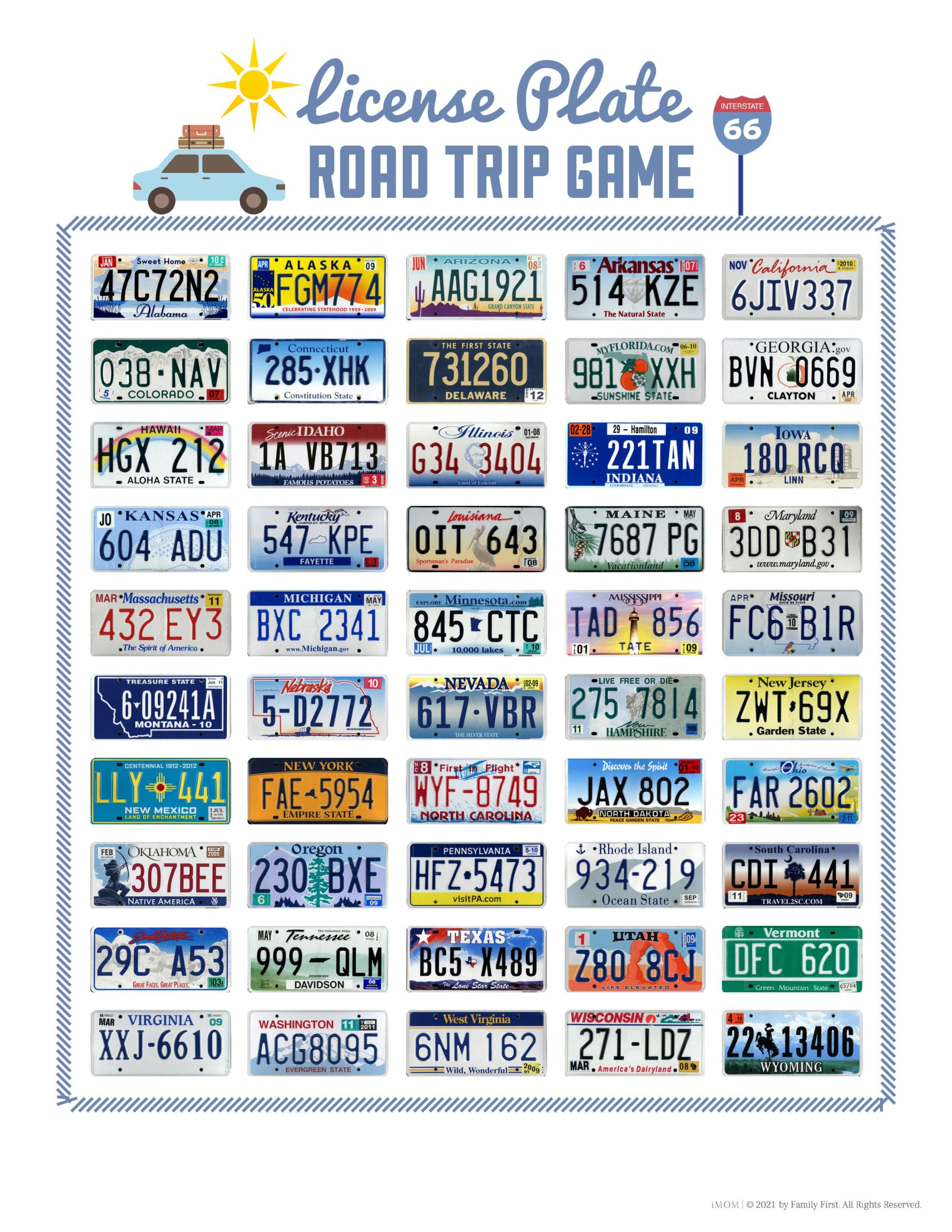 Road Trip Games For Summer - Imom with License Plate Game Free Printable