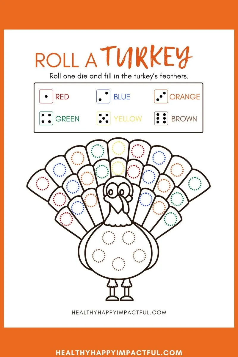 Roll A Turkey Dice Game Free Printable (Gobble Up The Fun!) in Roll A Turkey Printable