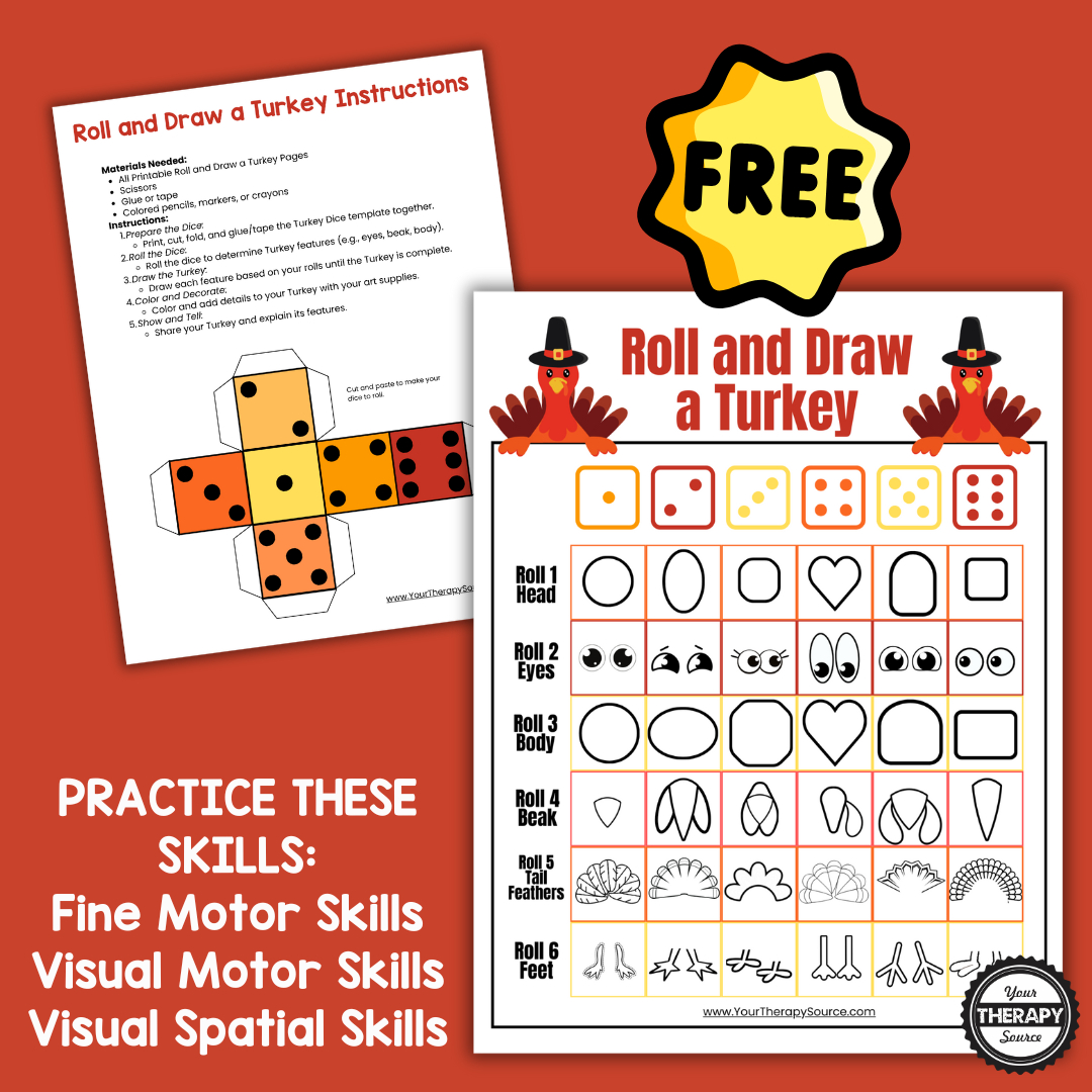 Roll A Turkey Free Printable - Your Therapy Source pertaining to Roll A Turkey Free Printable