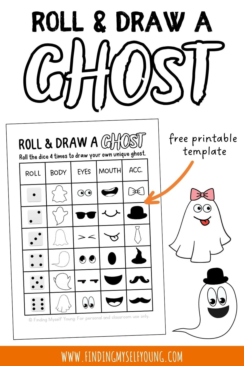 Roll And Draw A Ghost: Free Printable Halloween Game | Finding for Roll and Draw Free Printable