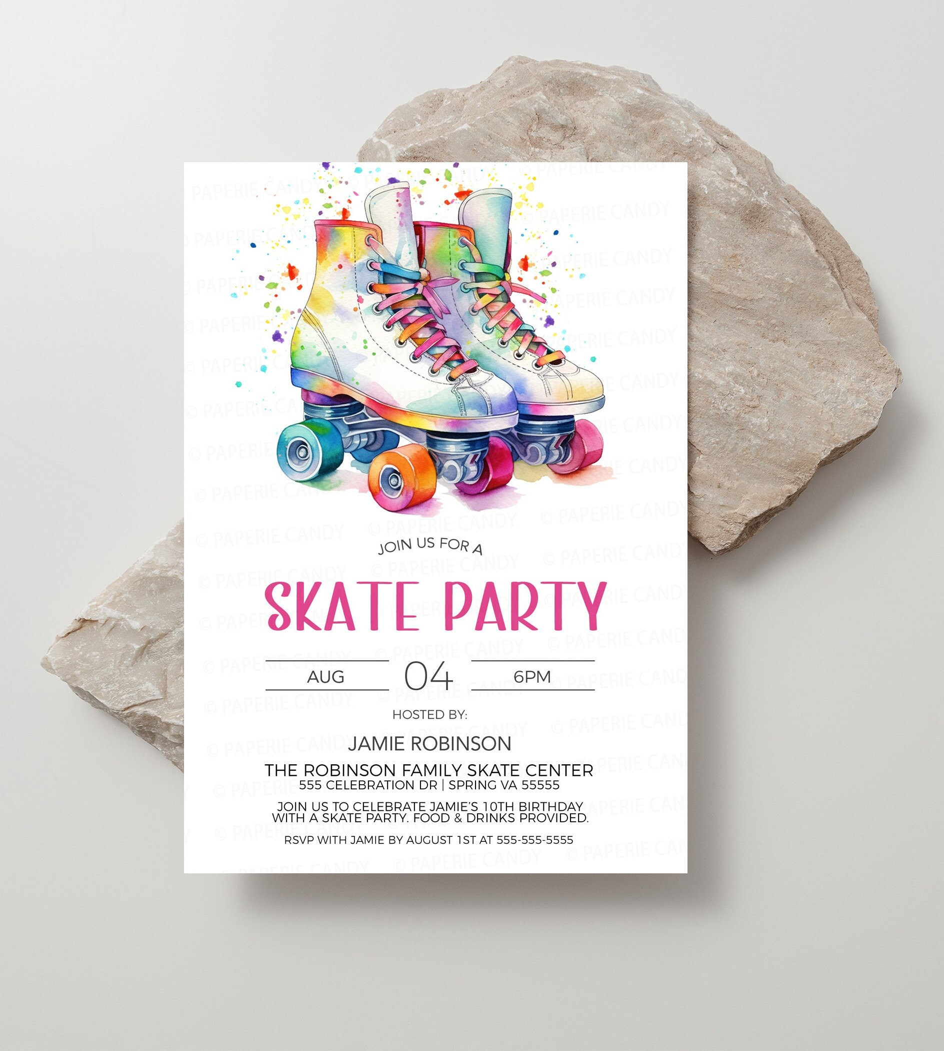 Roller Skating Invitation, Roller Skate Invite, Roller Skating throughout Free Printable Roller Skating Party Invitations