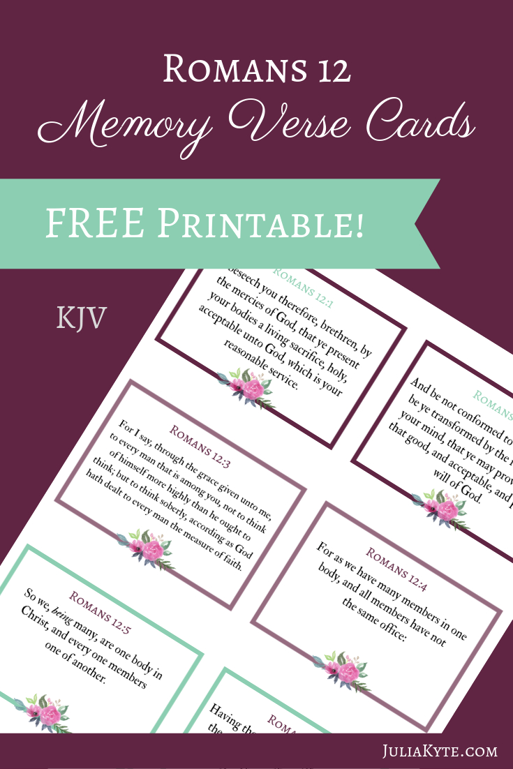Romans 12 Printable Kjv Memory Verse Cards - Committing My Way intended for Free Printable Bible Study On Romans