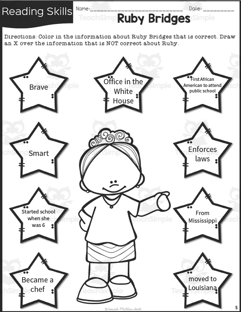 Ruby Bridges History Packet For 2Nd &amp;amp;Amp; 3Rd Grade - Worksheets in Free Printable Ruby Bridges Activities For Kindergarten