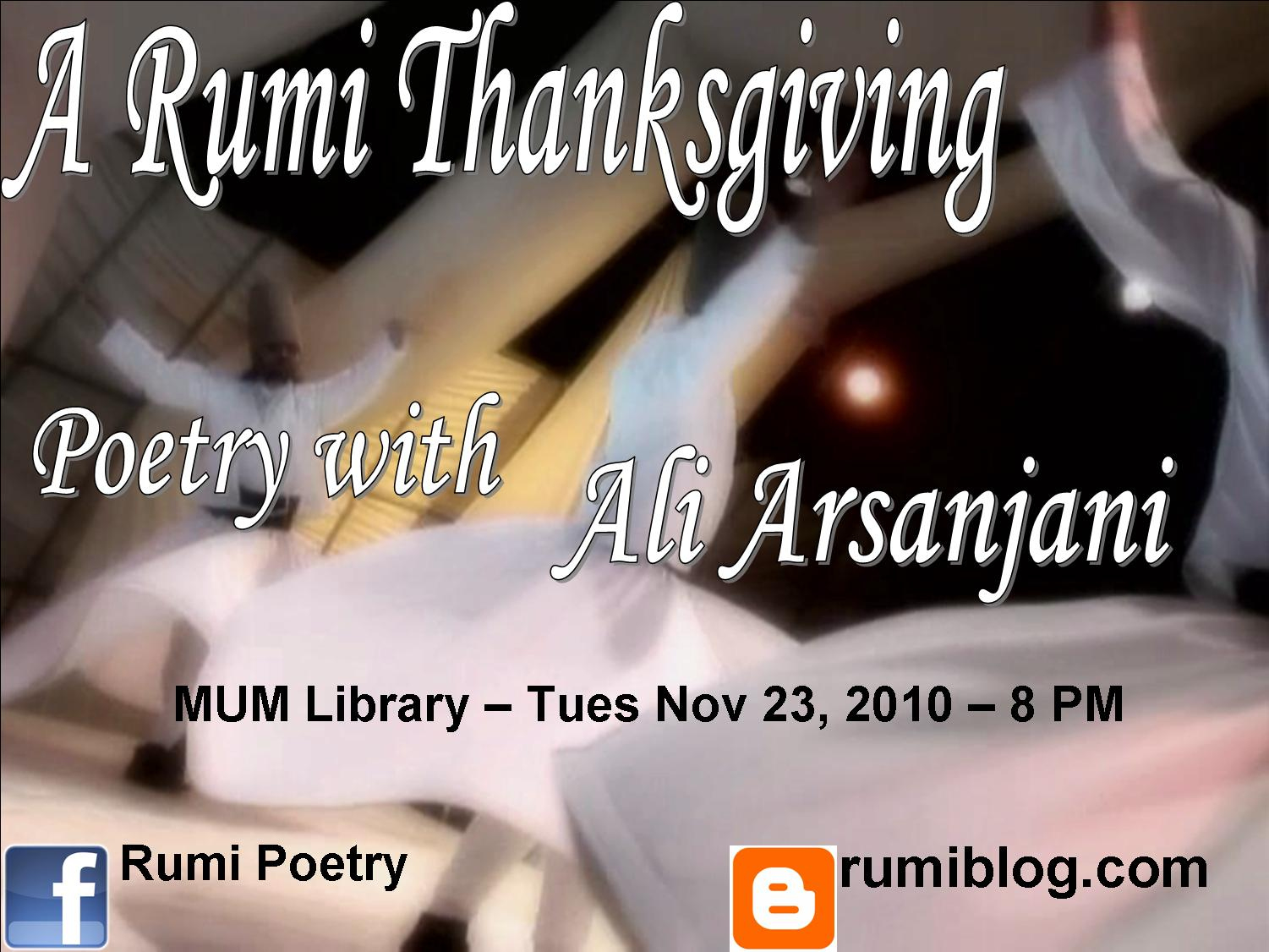 Rumi Poetry: Rumi Thanksgiving inside Rumi Thanksgiving Poem