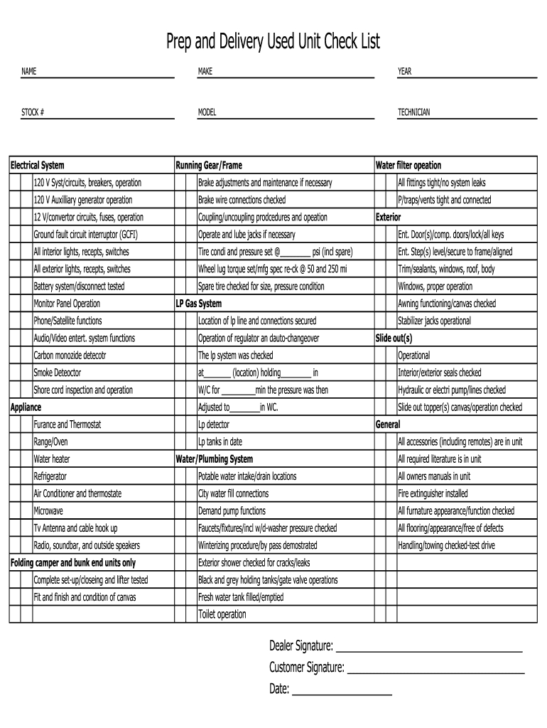 Rv Inspection Checklist: Fill Out &amp;amp; Sign Online | Dochub with regard to Printable Rv Inspection Checklist