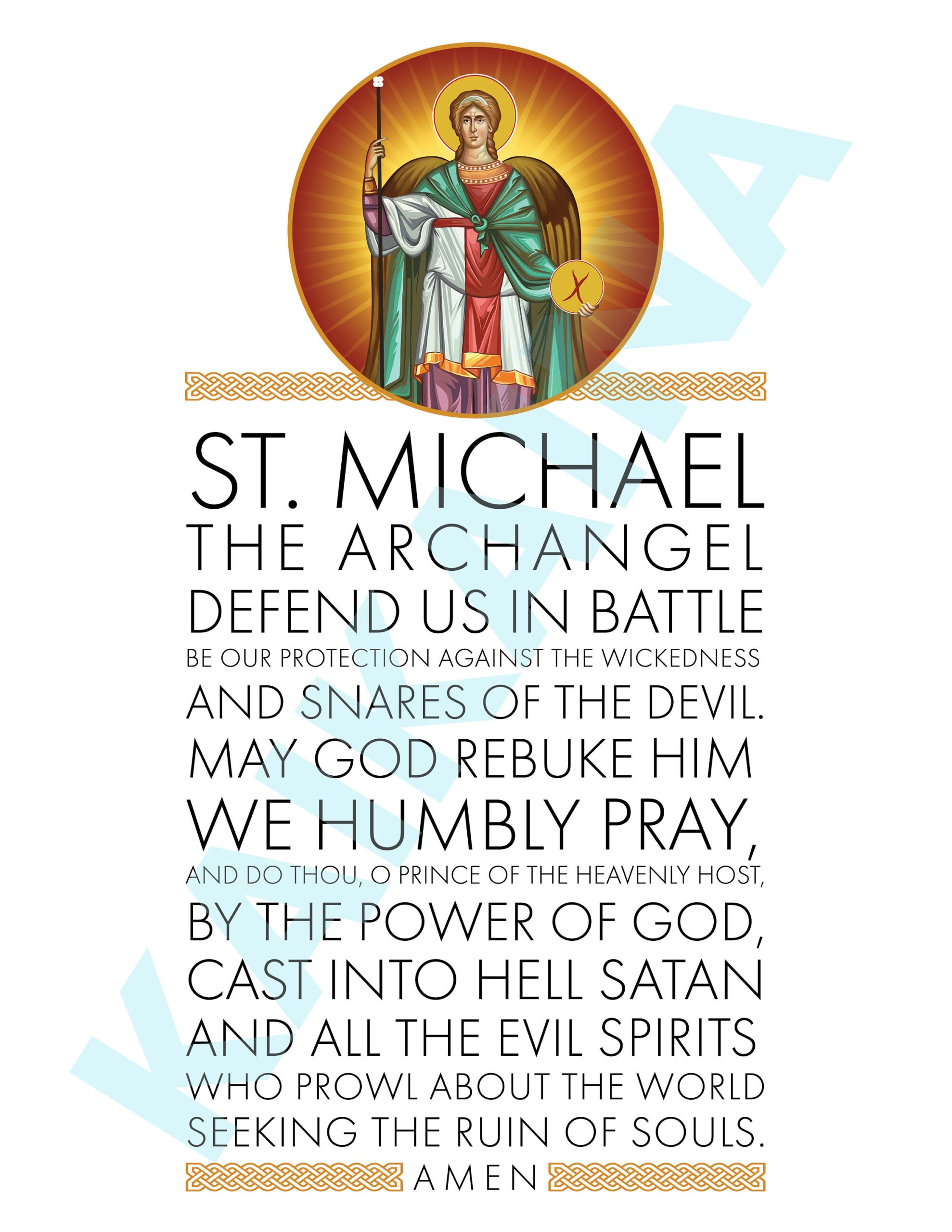 Saint Michael The Archangel Prayer 8.5 X 11&amp;quot; Poster, Downloadable throughout St Michael Prayer Card Printable