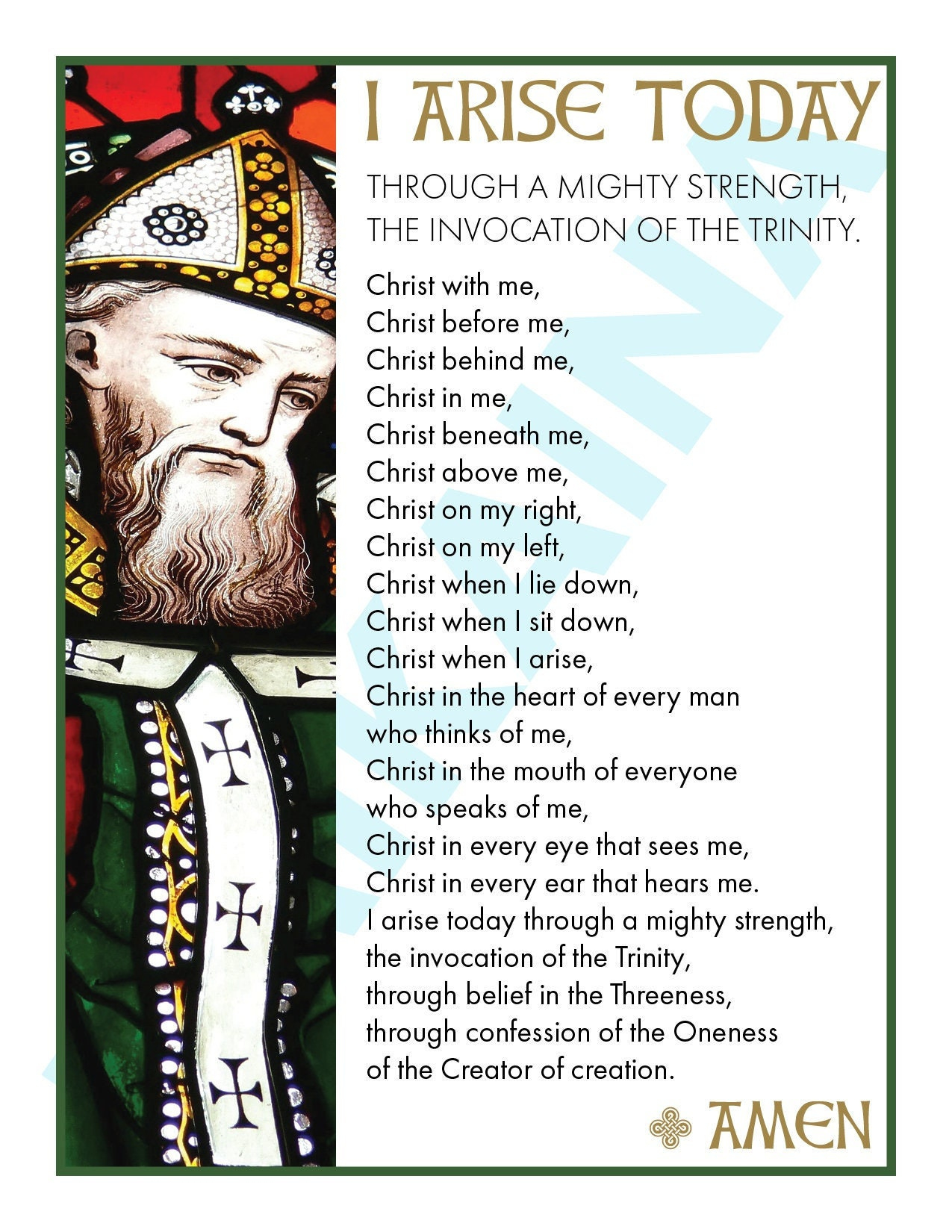 Saint Patrick Breastplate Prayer Card: Catholic Art (Digital pertaining to Printable Prayer Of St Patrick