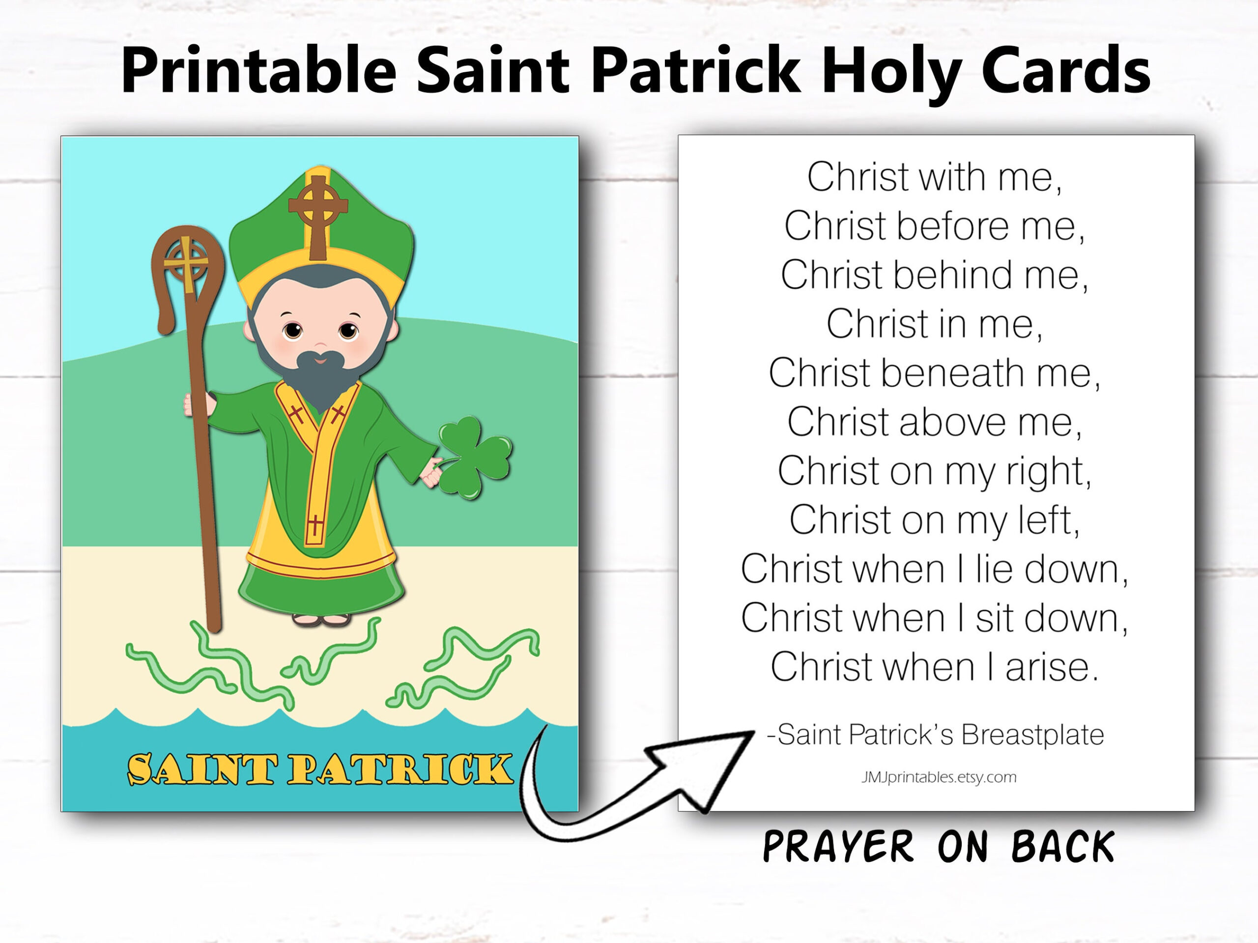 Saint Patrick Holy Card Printable Catholic Kids Prayer Card Saint in Printable Prayer of St Patrick