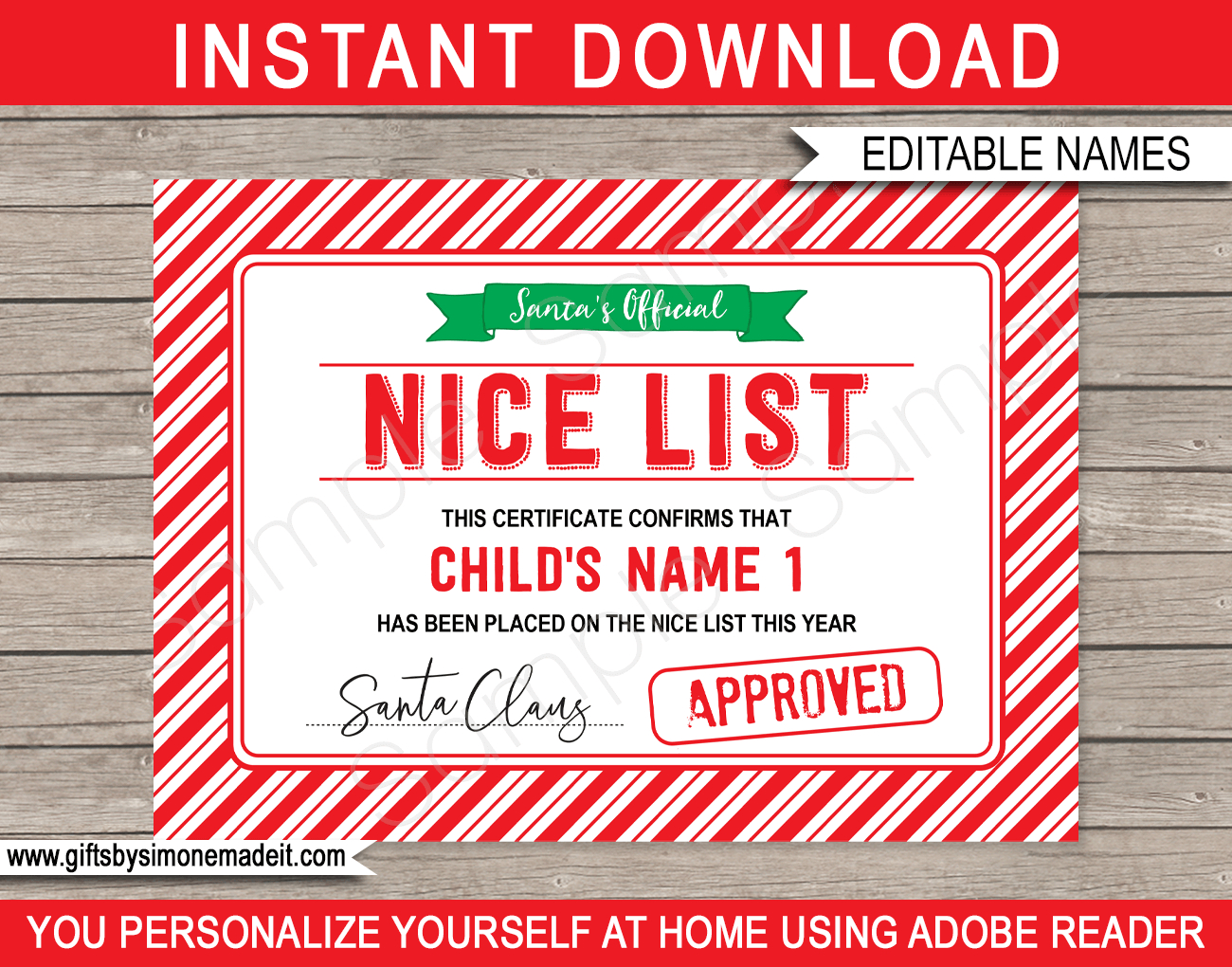 Santa'S Official Nice List Certificate - Red & Green with Printable Nice List Certificate Free
