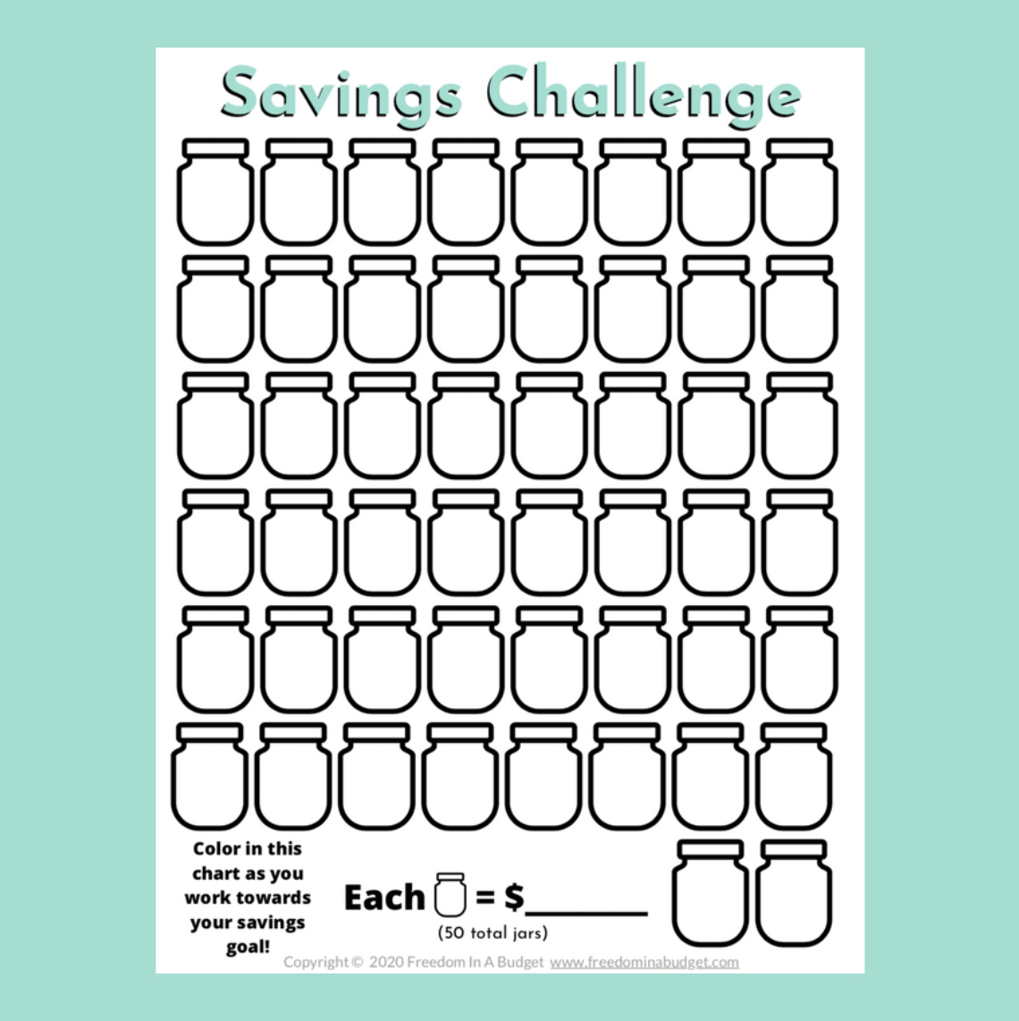 Savings Challenge Tracker Printable – Freedom In A Budget inside Savings Challenges Free Printable