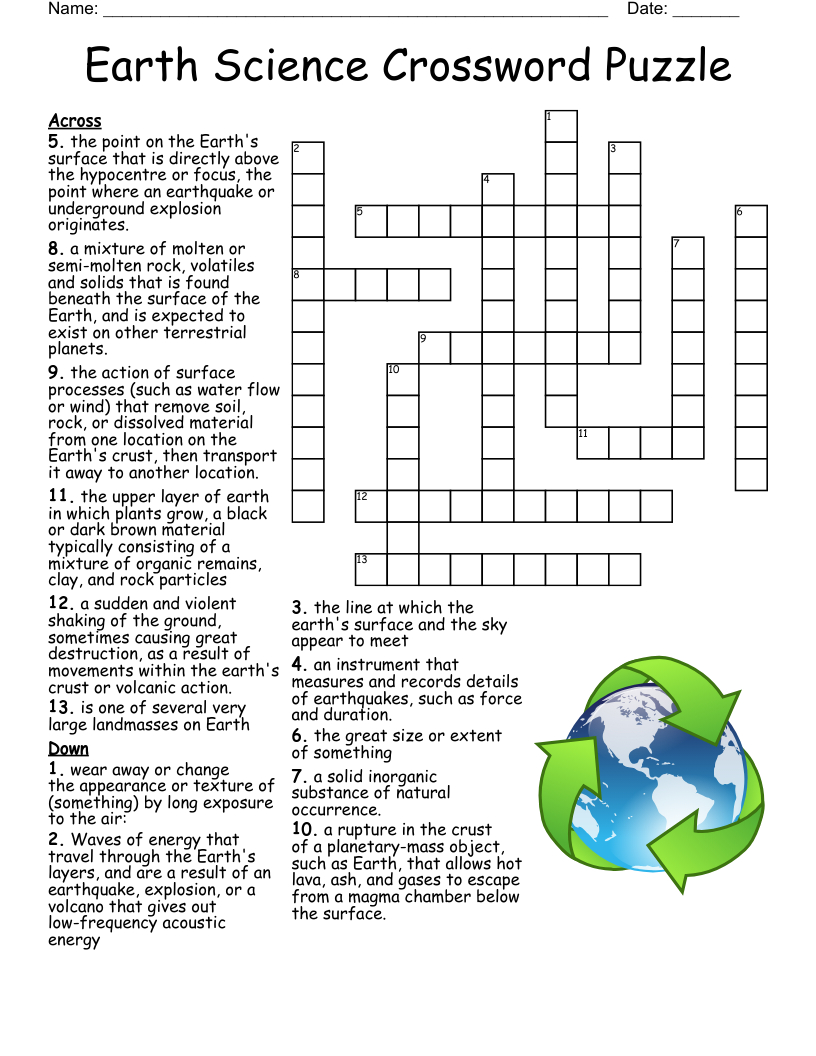 Science 10 Crossword Puzzle Activity - Wordmint within Printable Crossword Puzzles Science