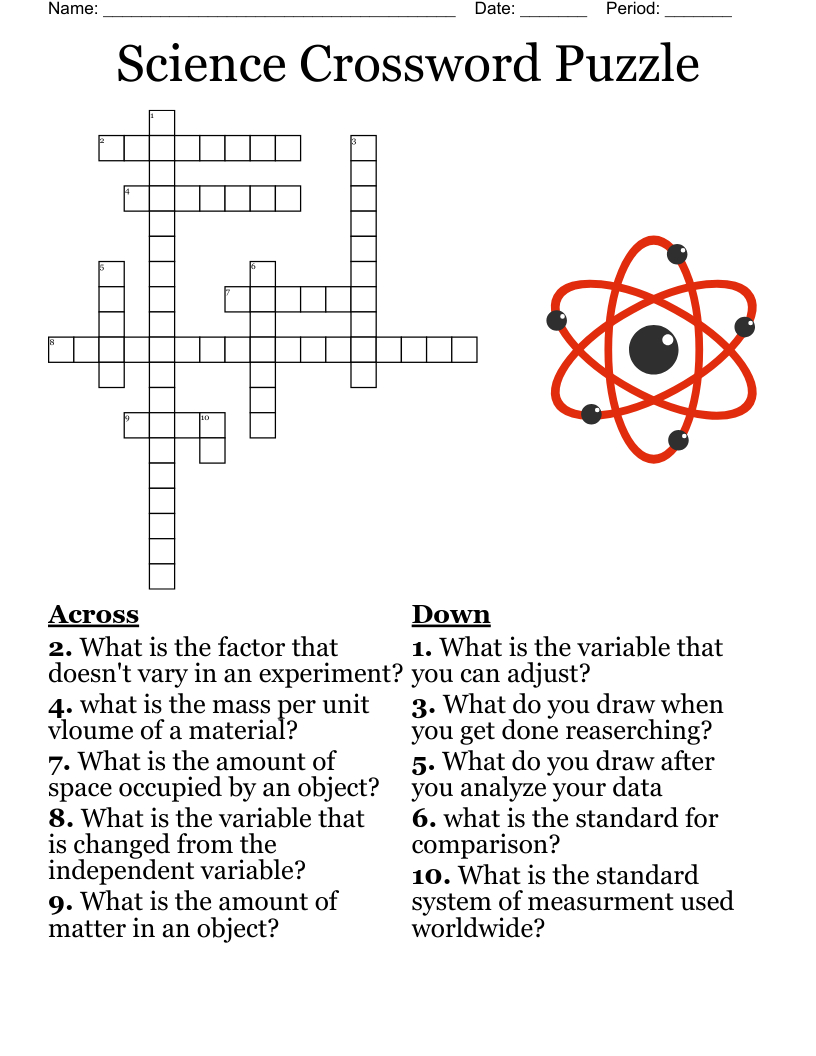 Science Crossword Puzzle - Wordmint inside Printable Crossword Puzzles Science