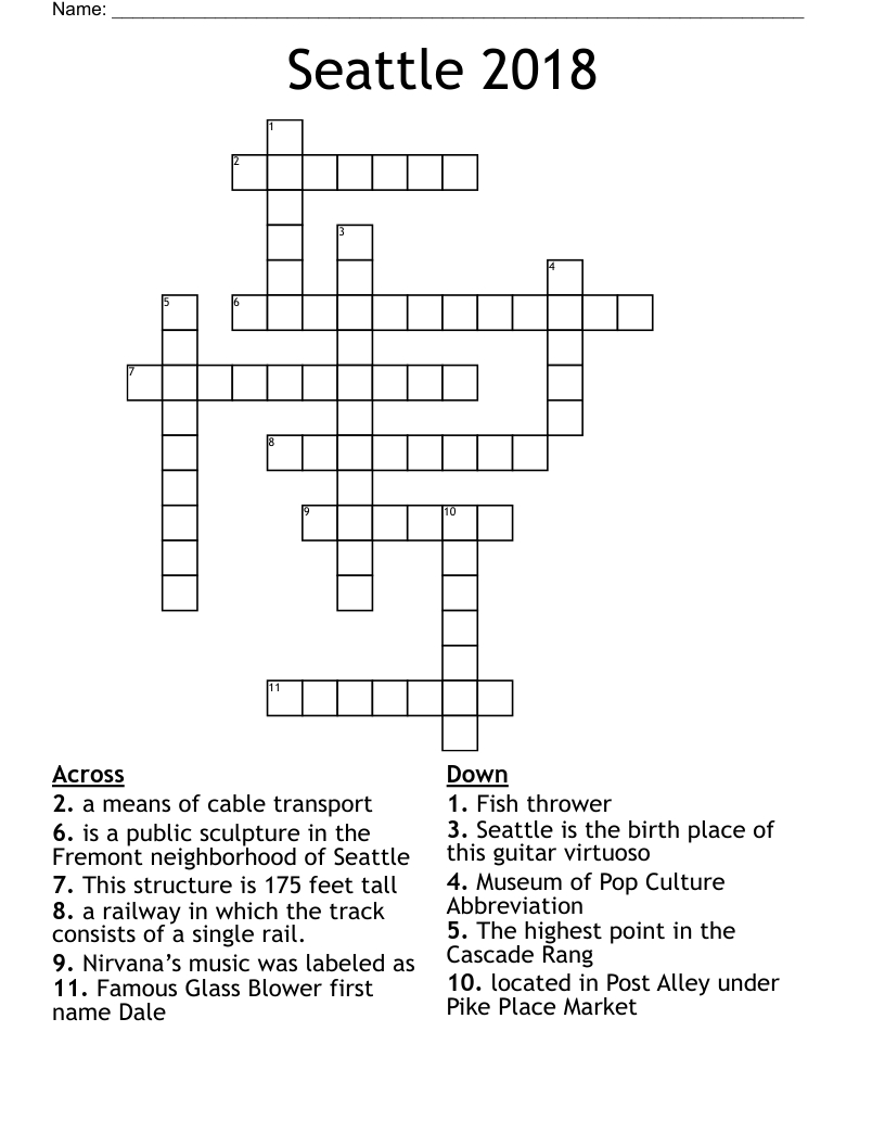 Seattle 2018 Crossword - Wordmint in Seattle Times Crossword Printable