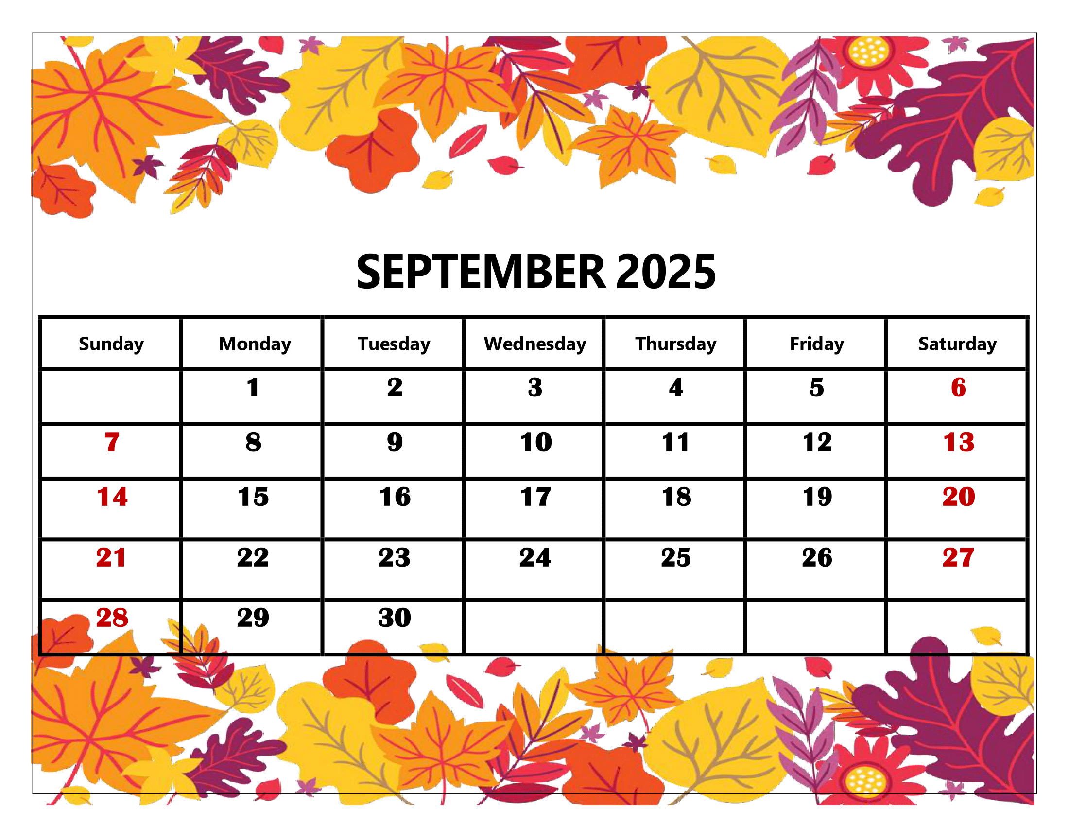 September 2025 Calendar Printable Pdf Template With Holidays throughout September 2025 Calendar With Holidays Printable Free