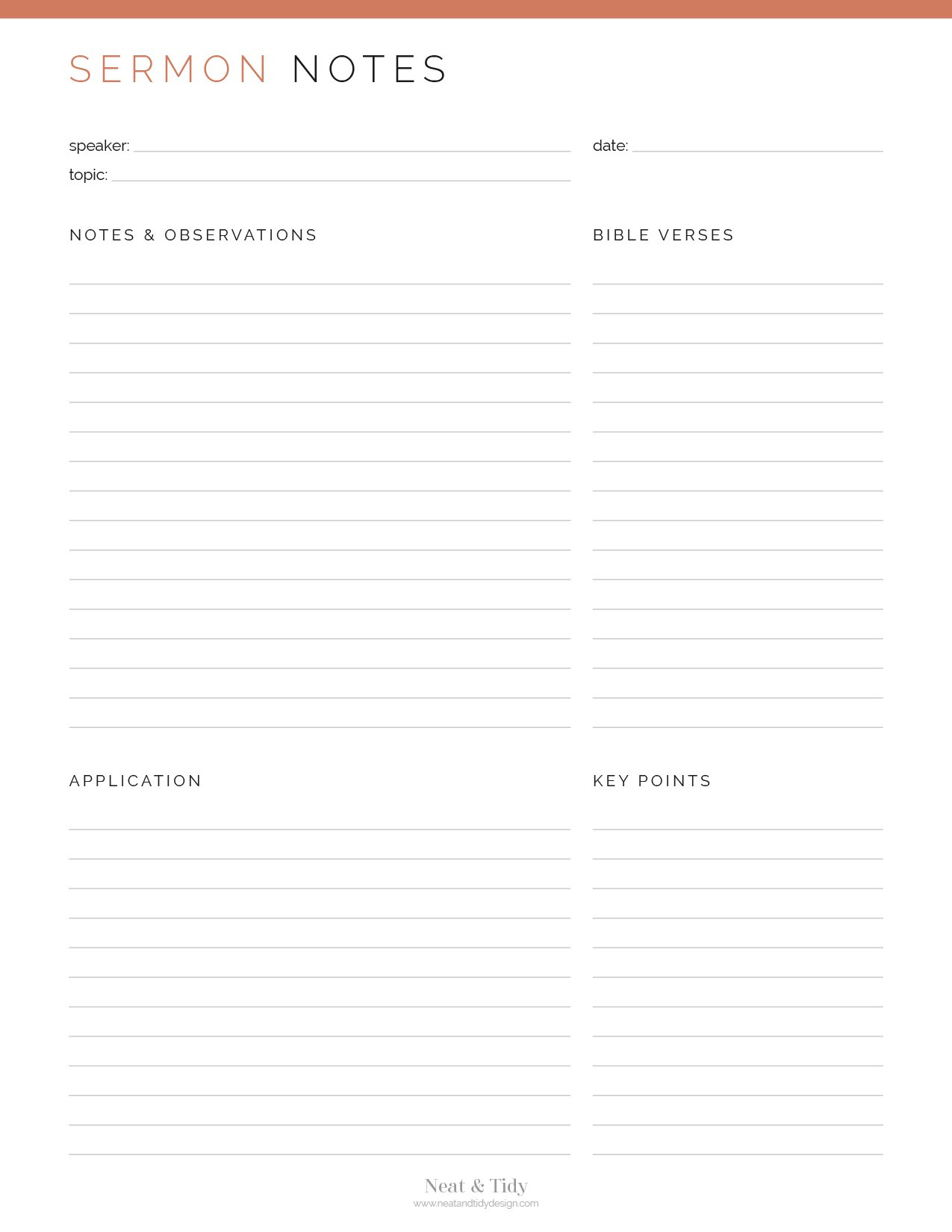 Sermon Notes - Neat And Tidy Design for Free Printable Sermon Notes For Adults