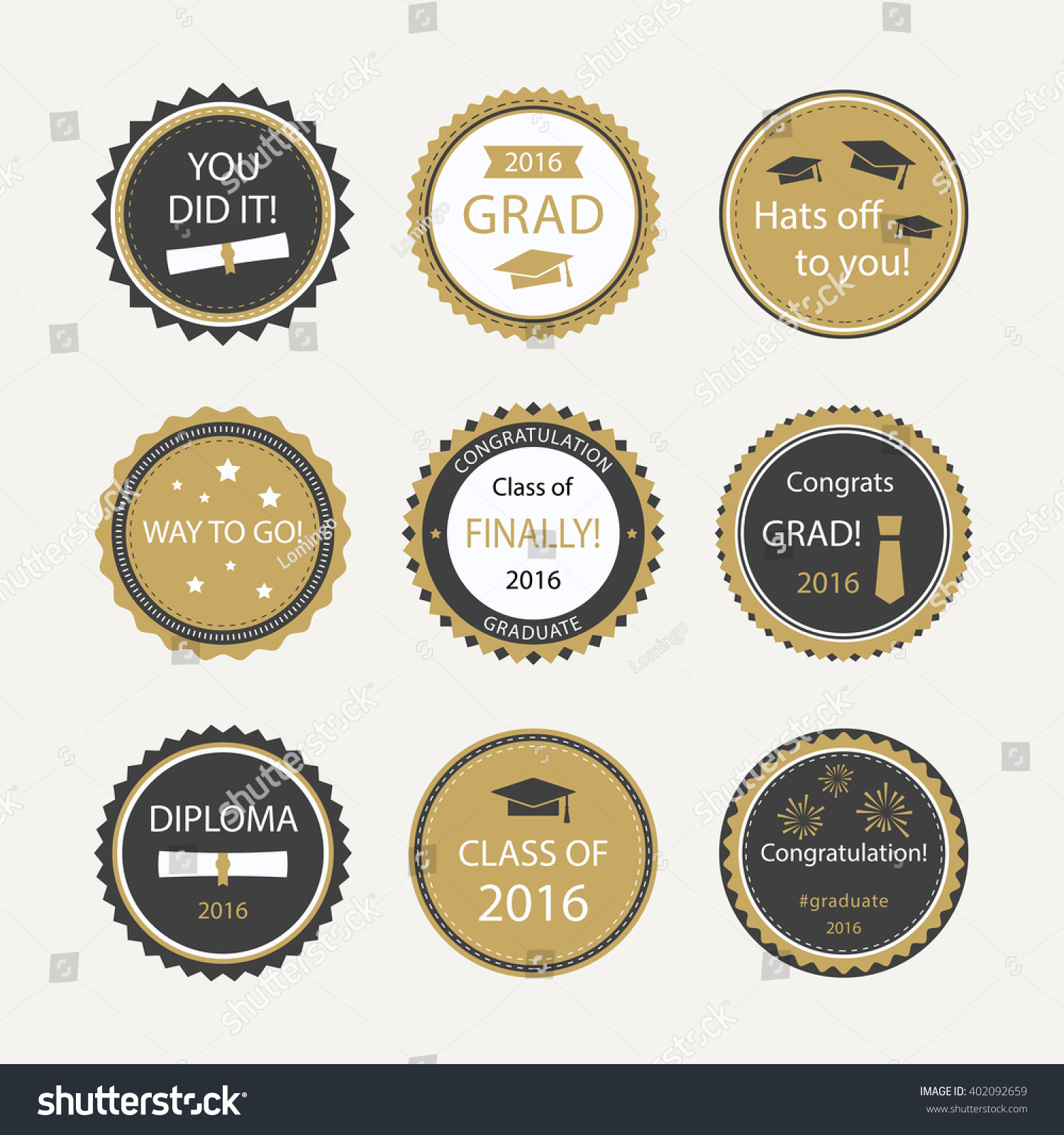 Set Graduation Cupcake Toppers Vector Badges Stock Vector (Royalty regarding Free Printable Graduation Cupcake Toppers